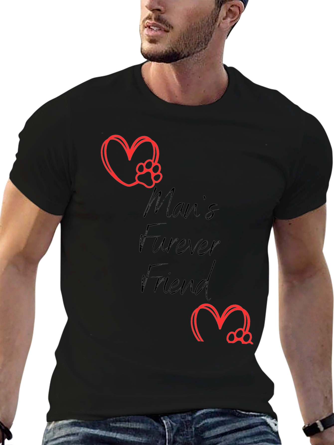 Black Man's Furever Friend T-Shirt - Pet Lover Tee view 6