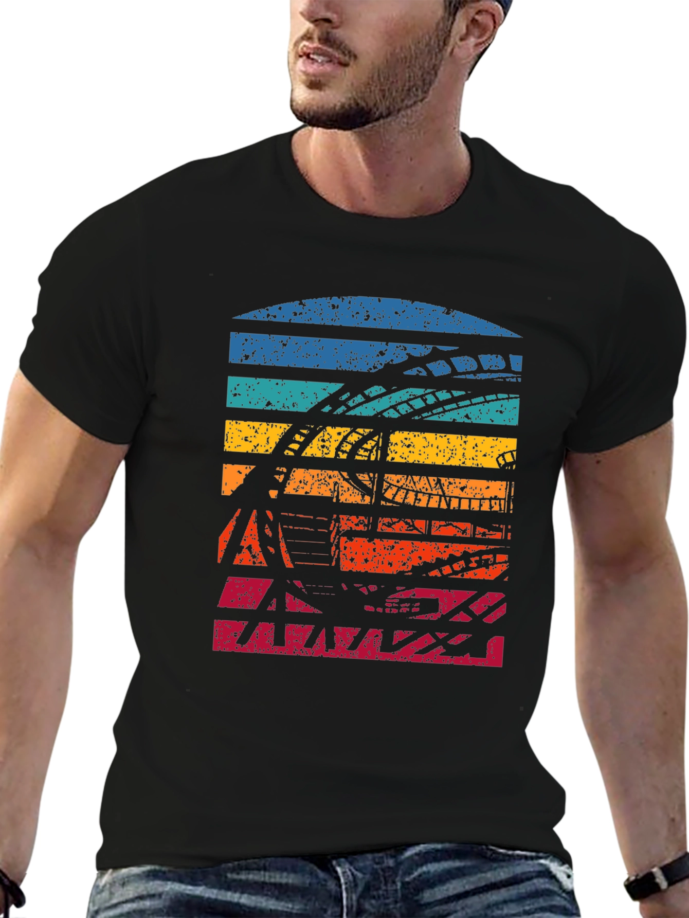 Black Retro Roller Coaster T-Shirt view 6