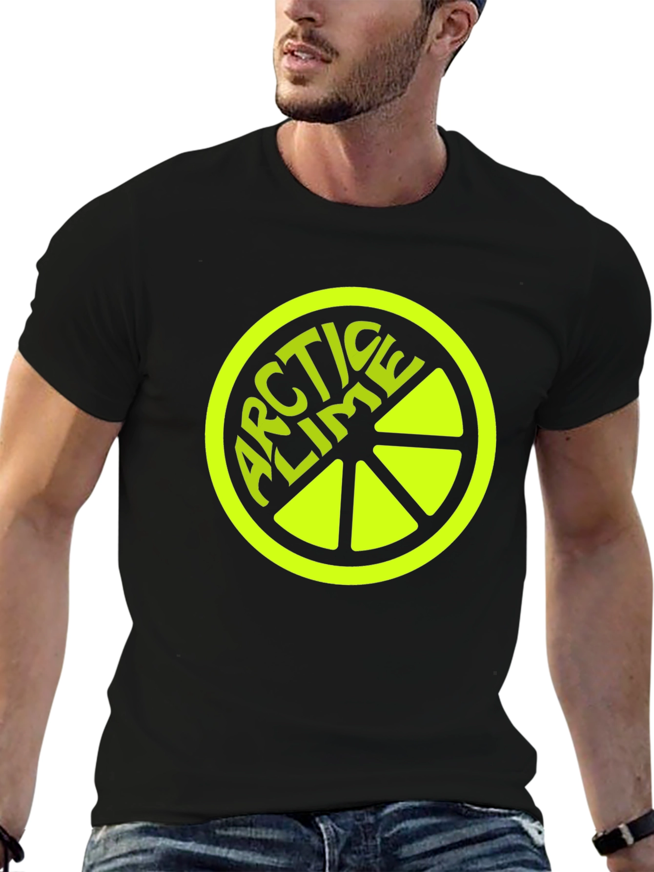 Black Arctic Lime Graphic Tee - Unisex Black T-Shirt view 6