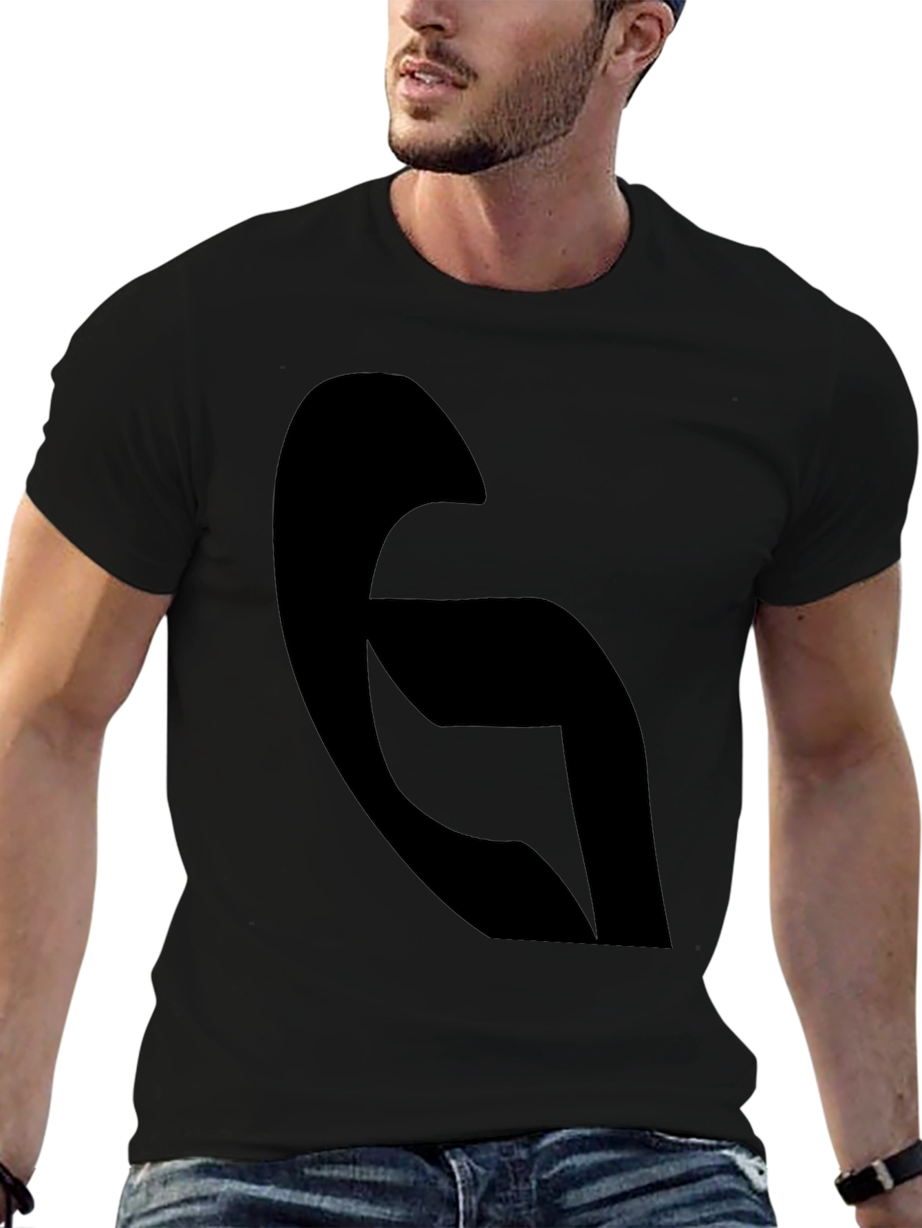 Black Modern Abstract Black Graphic Tee - Casual Style view 6