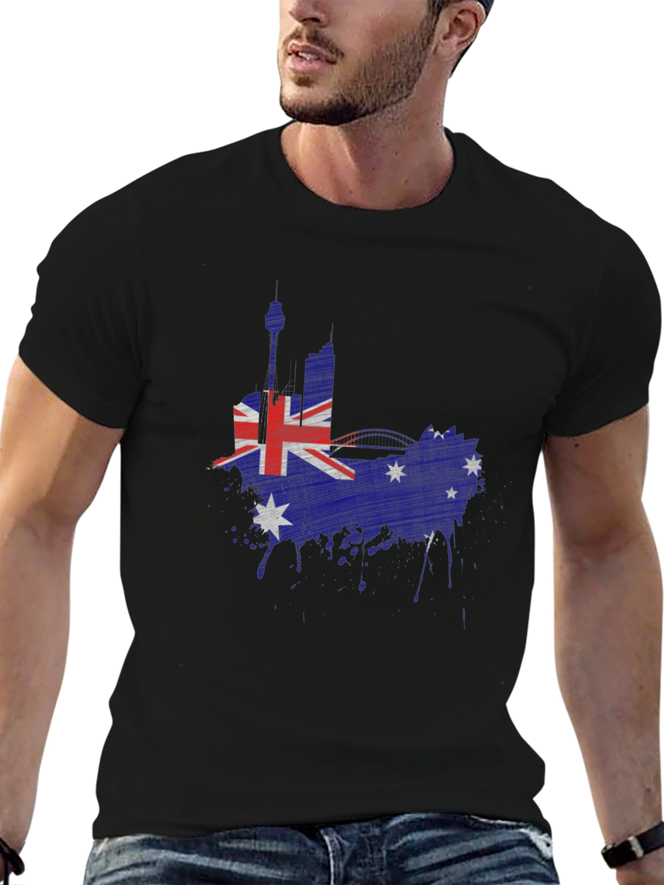 Black Australia Flag Graphic T-Shirt view 6