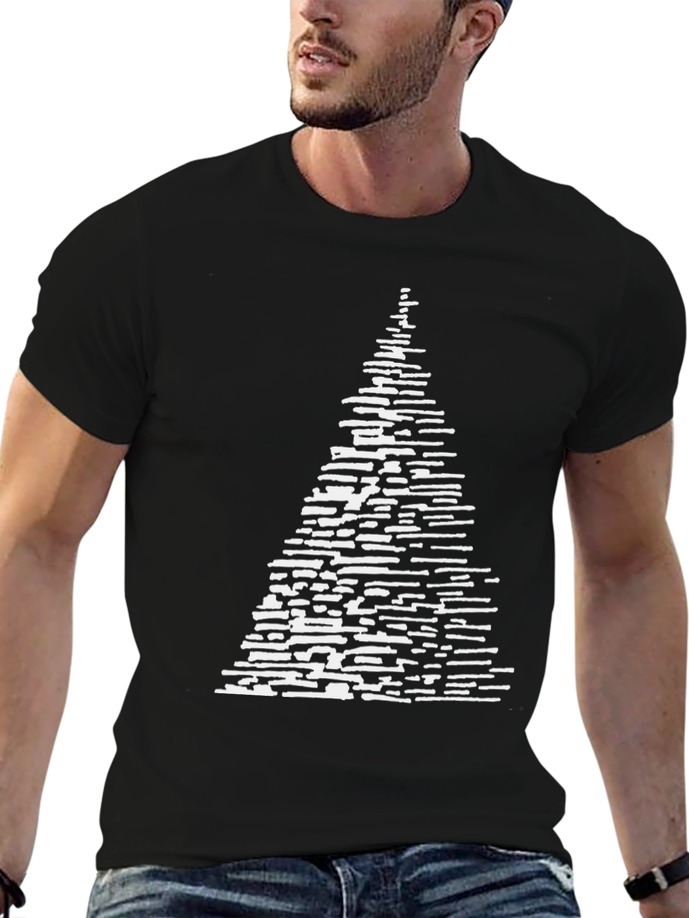 Black Abstract Christmas Tree T-Shirt view 6