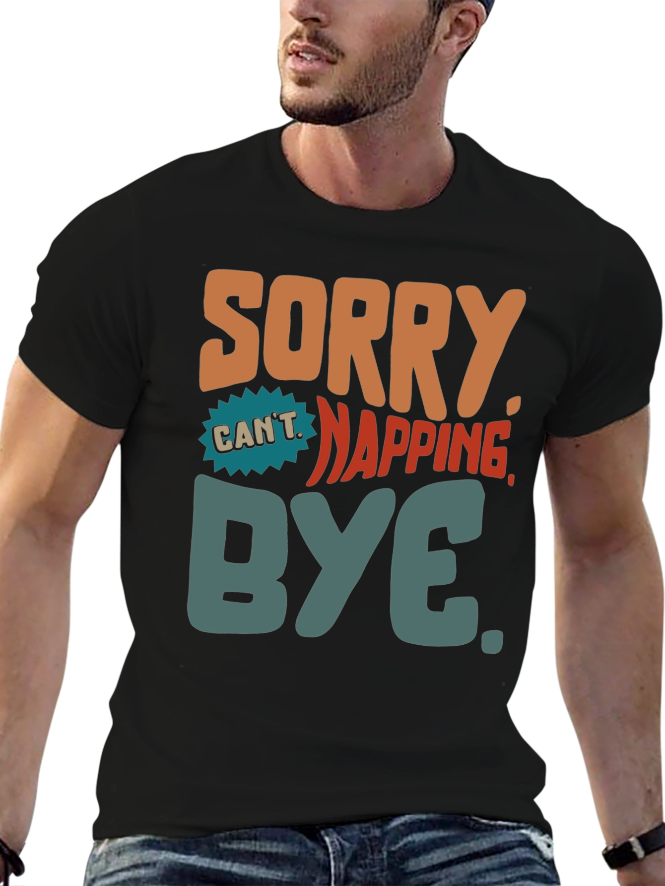 Black Sorry Can't Napping Bye T-Shirt view 6