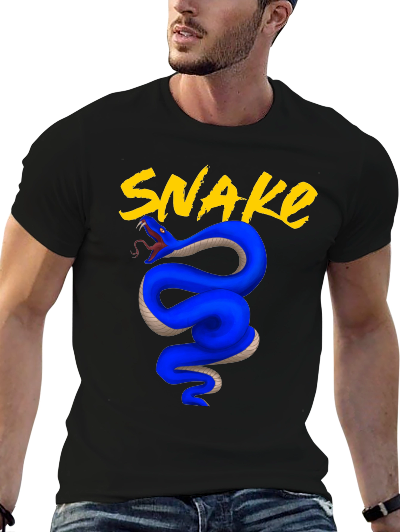 Black Blue Snake Graphic Tee - Bold & Stylish view 6