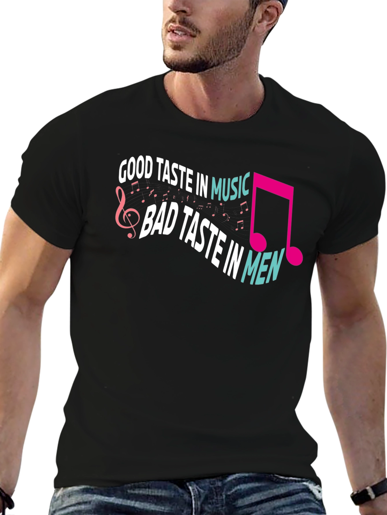 Black Humorous Graphic Tee: Good Taste in Music, Bad Taste in Men view 6