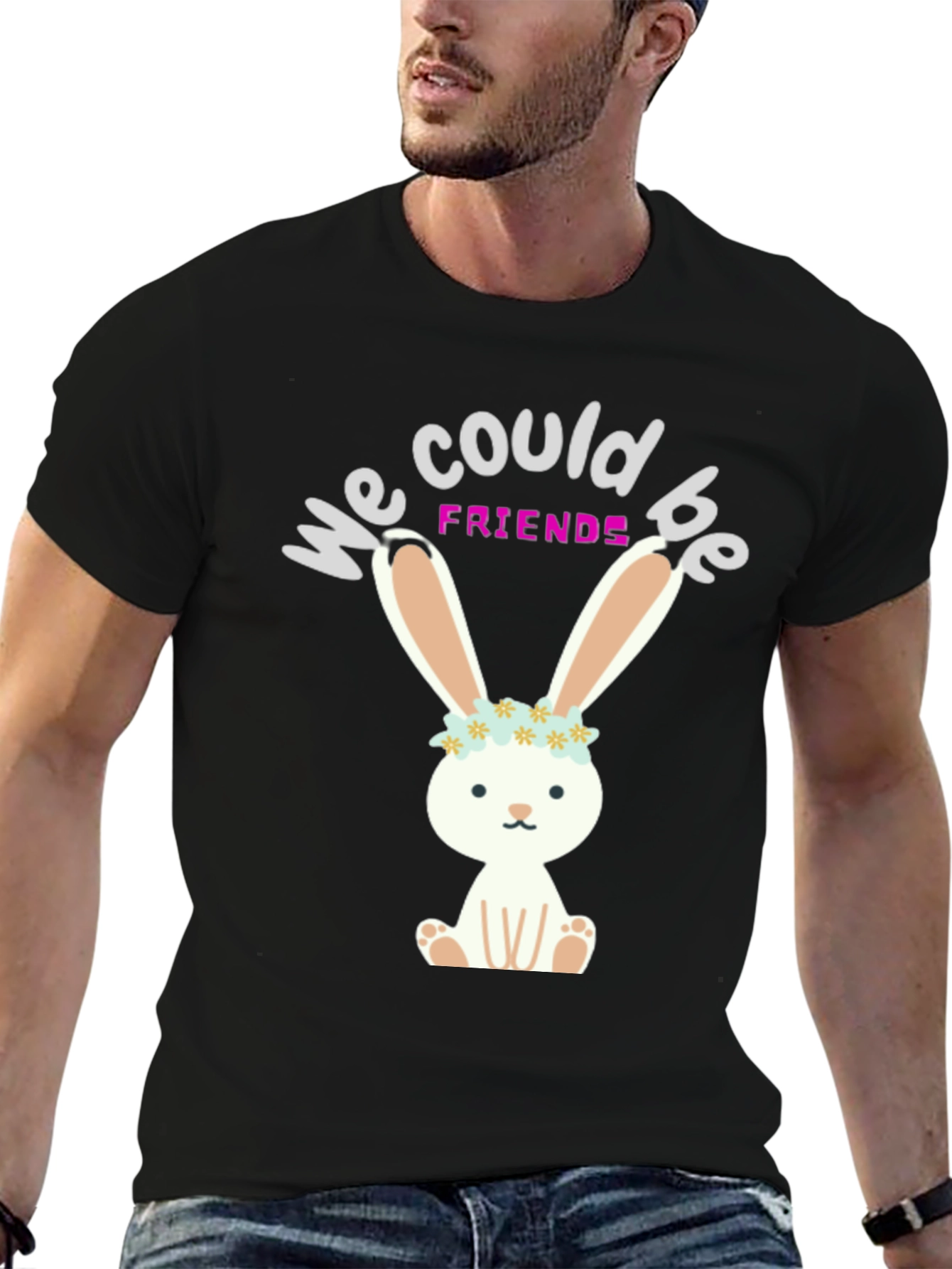 Black Bunny Friends Graphic T-Shirt view 6