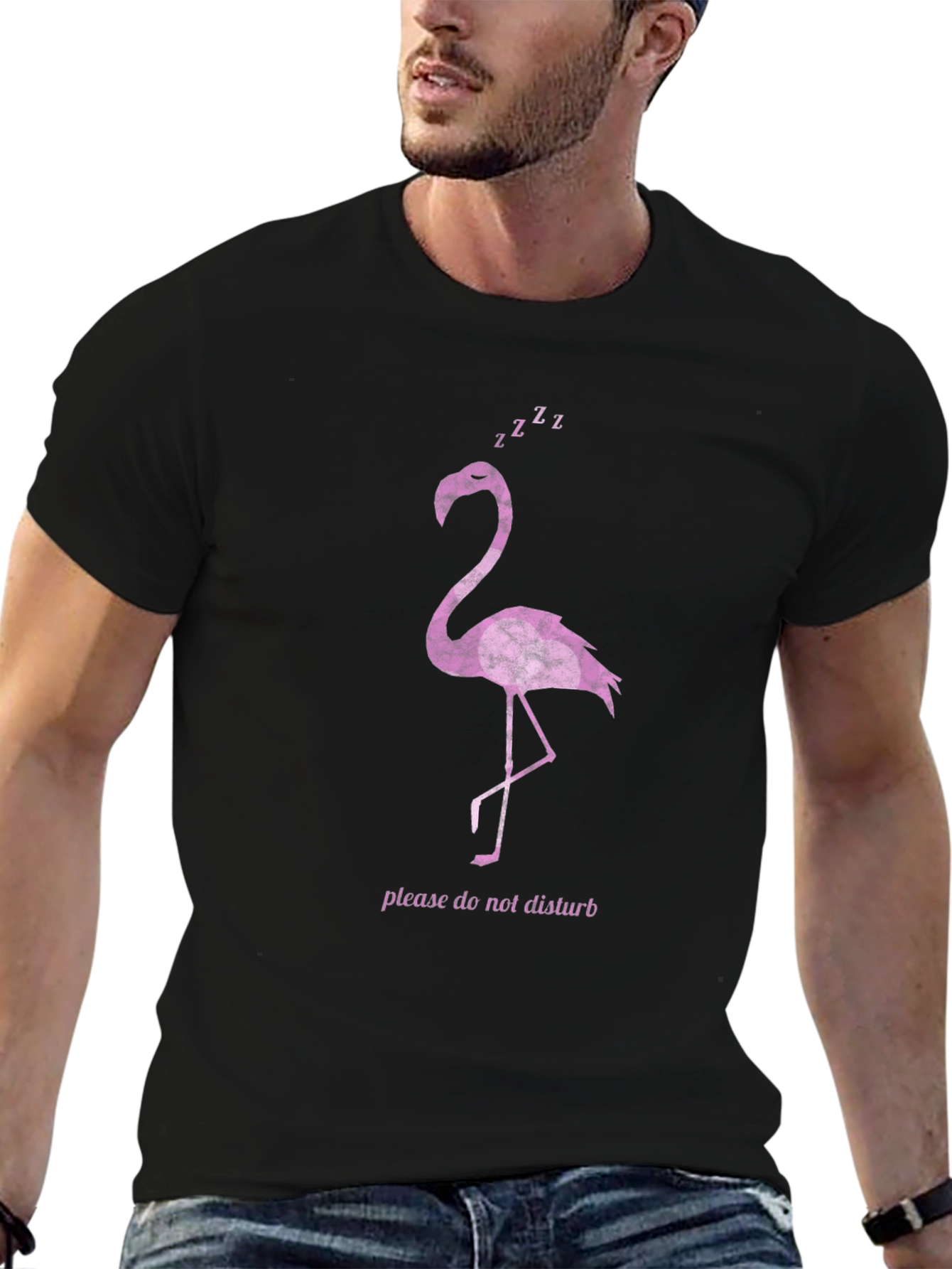 Black Sleeping Flamingo Graphic Tee view 6