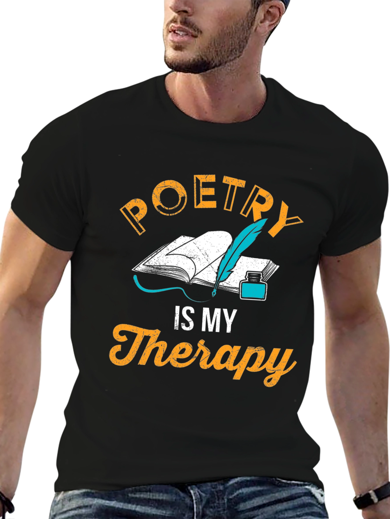 Black Poetry is My Therapy T-Shirt - Writer's Gift view 6