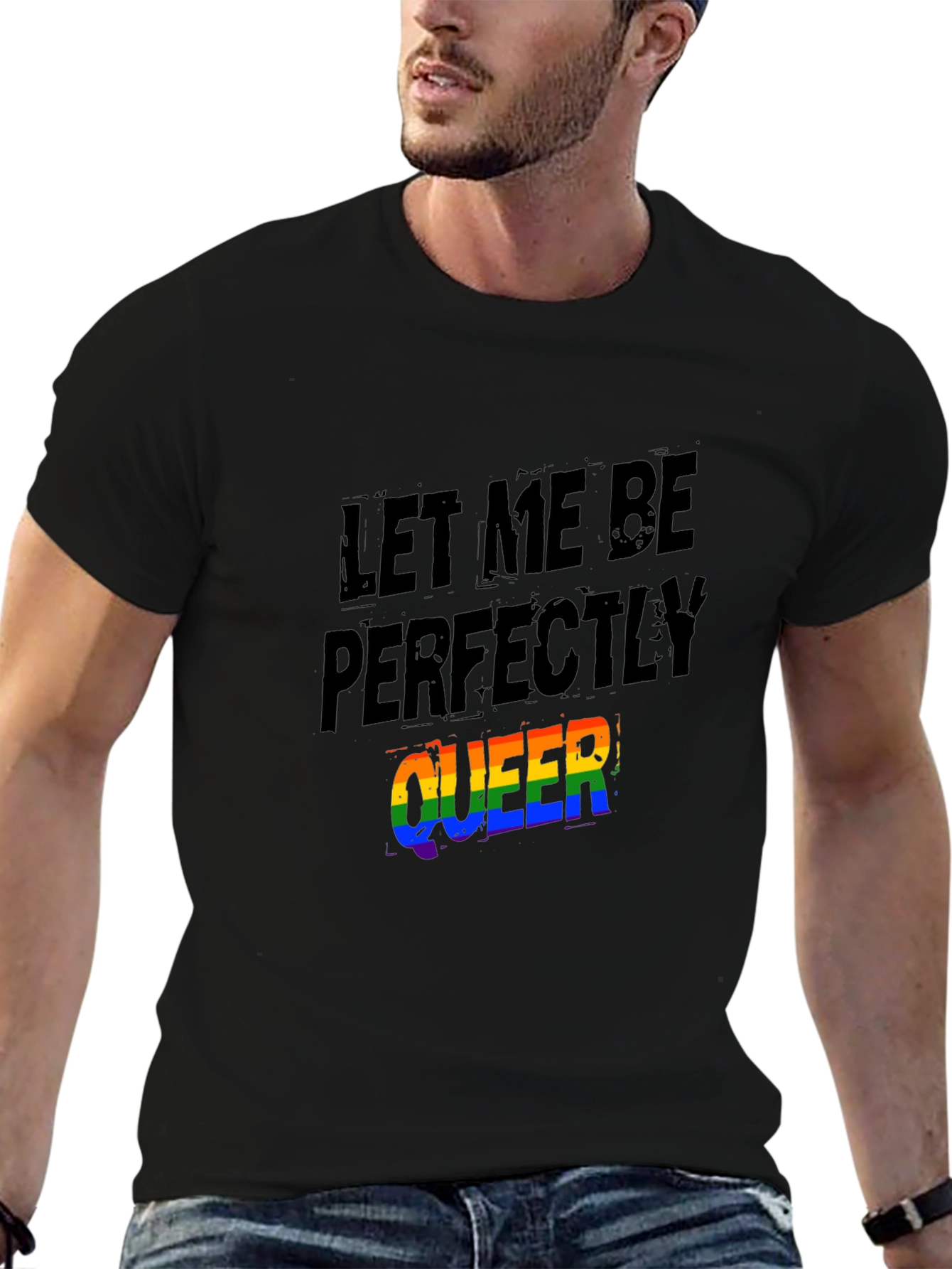 Black Let Me Be Perfectly Queer T-Shirt view 6