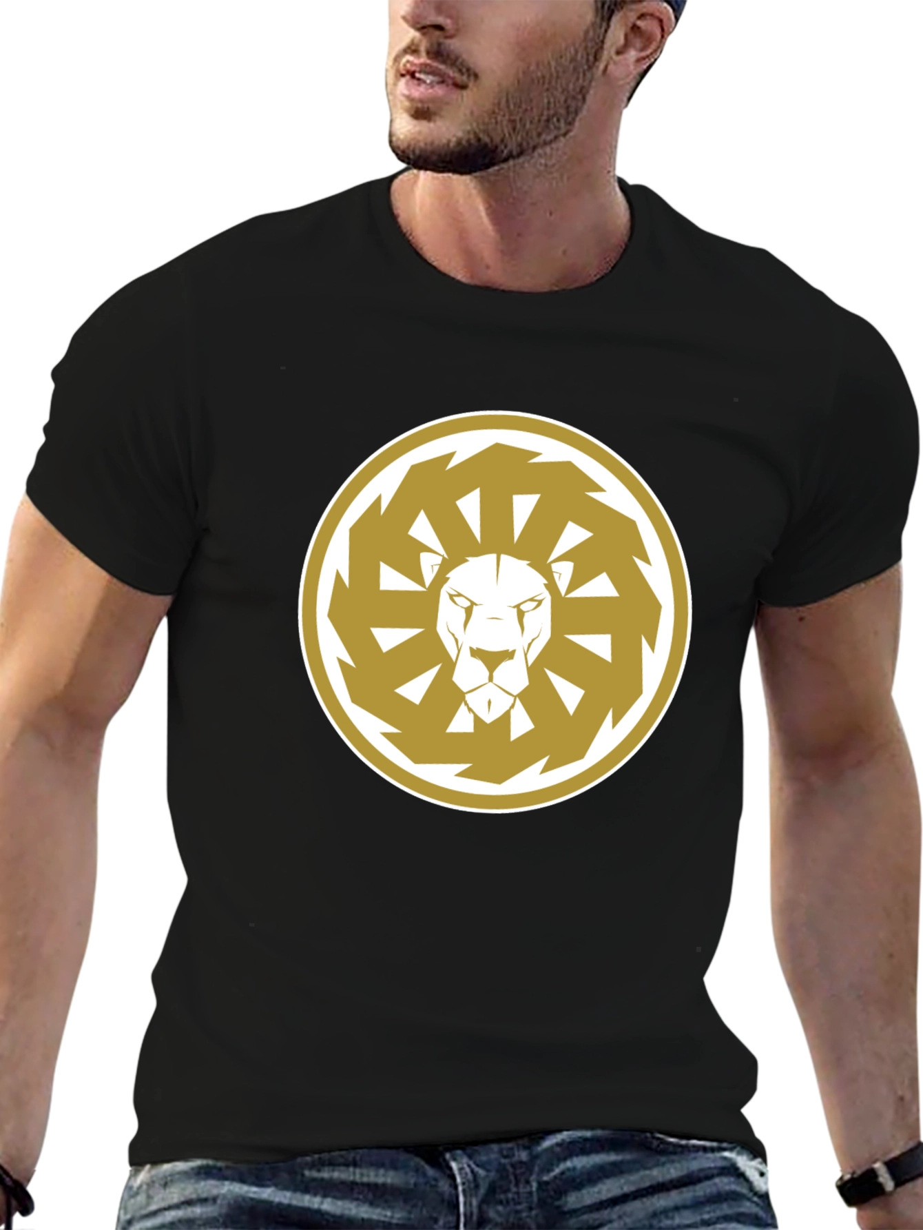 Black Lion Sun Wheel Black T-Shirt view 6