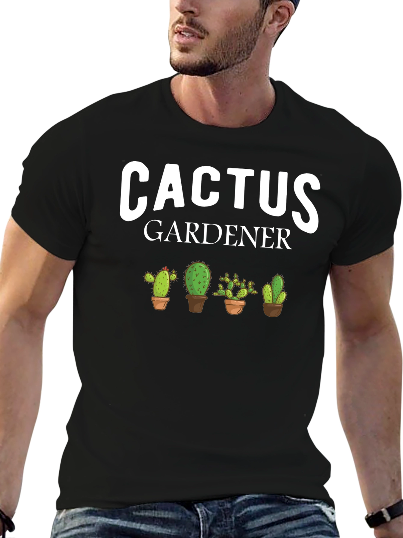 Black Cactus Gardener Graphic T-Shirt view 6