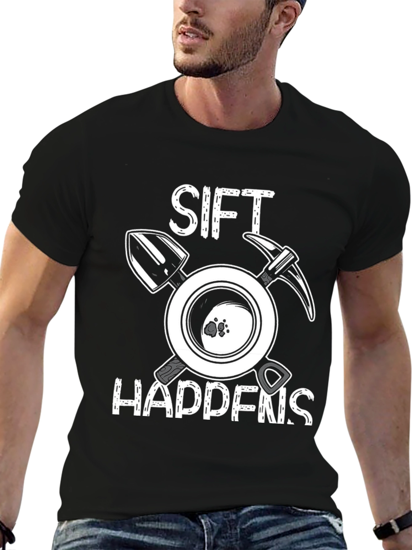 Black Sift Happens Black T-Shirt - Prospecting & Mining Tee view 6