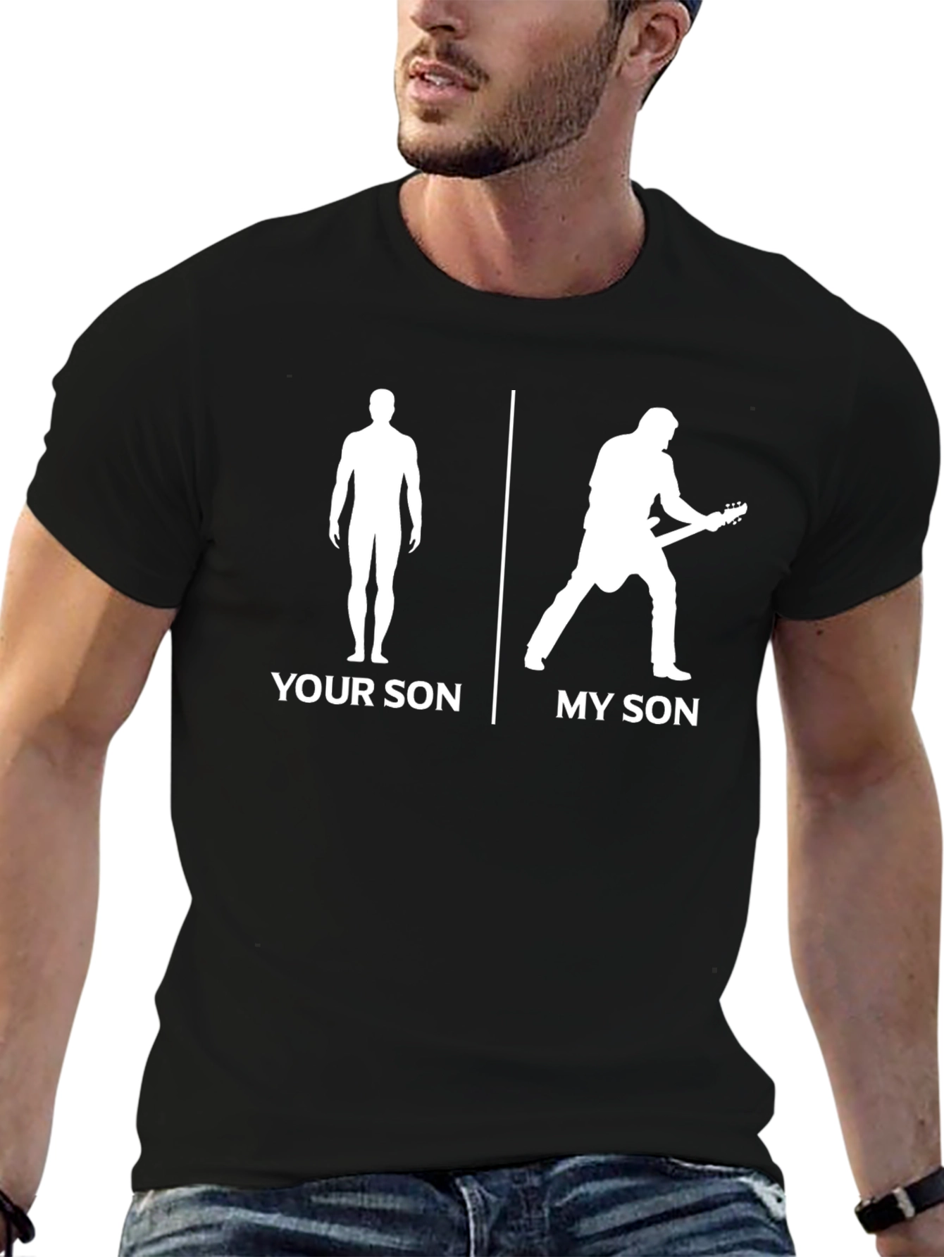 Black Your Son vs My Son Guitarist T-Shirt - Black view 6