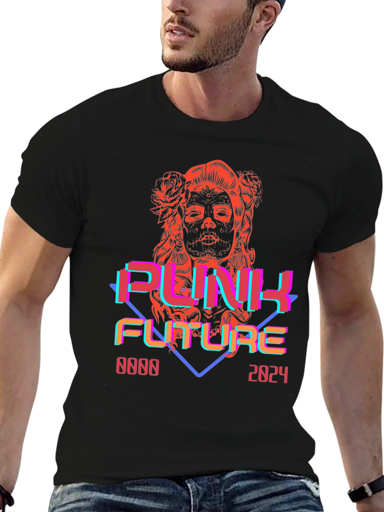 Black Punk Future Graphic Tee - Retro Cyberpunk Style view 6