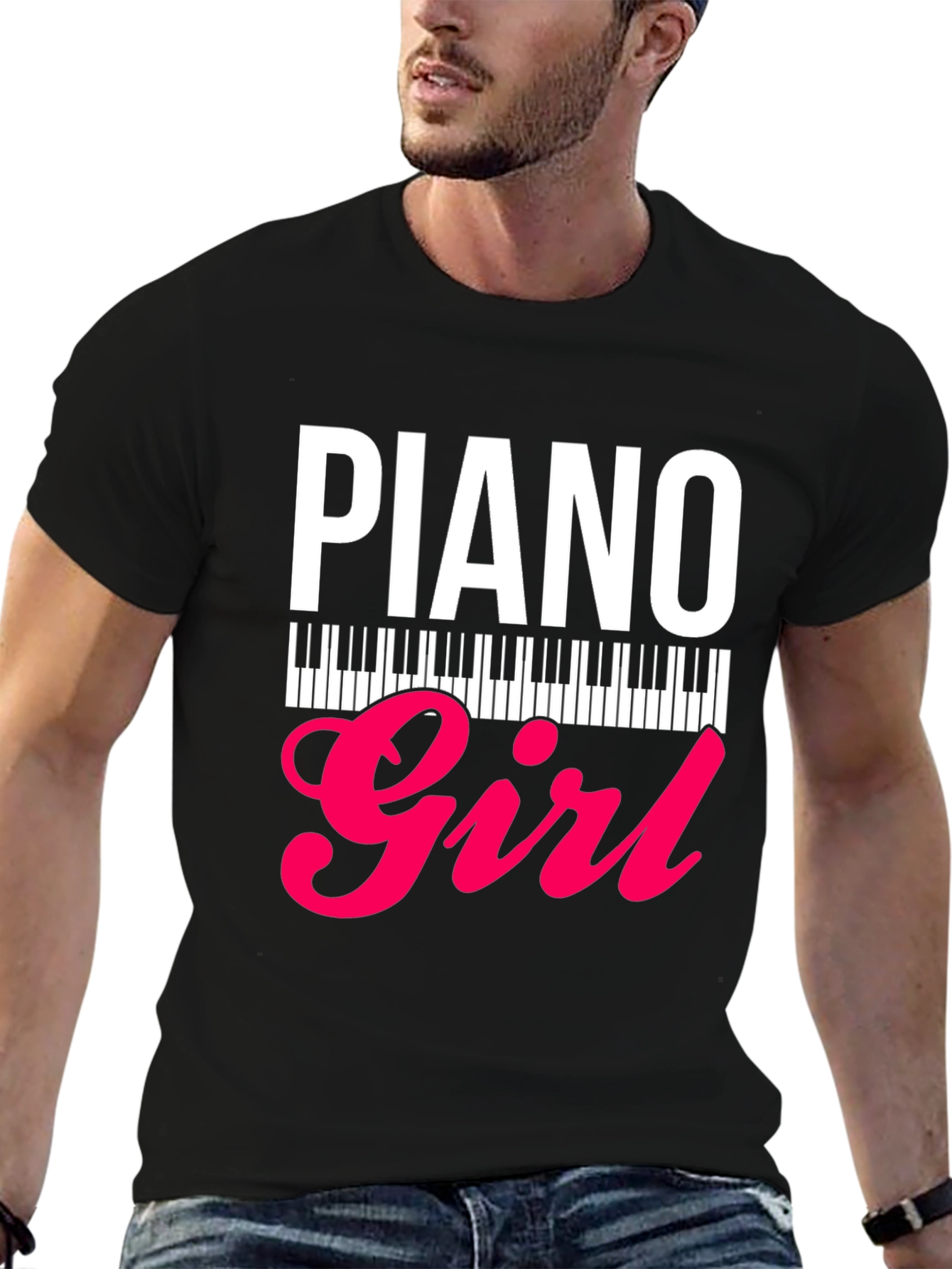 Black Piano Girl Graphic Tee - Musician's Style view 6