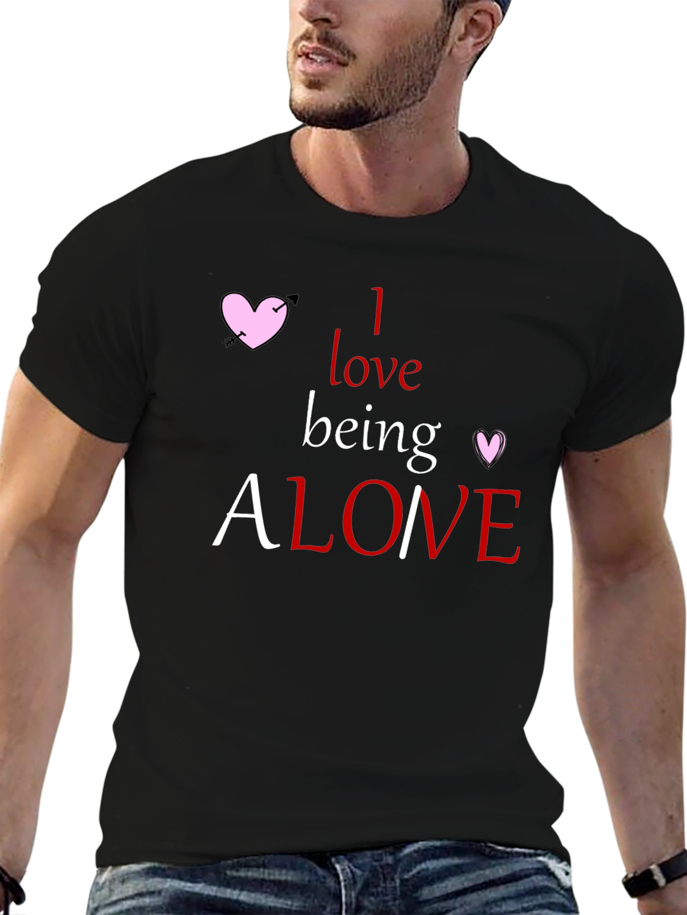 Black Alone T-Shirt - Heart Graphic Tee view 6