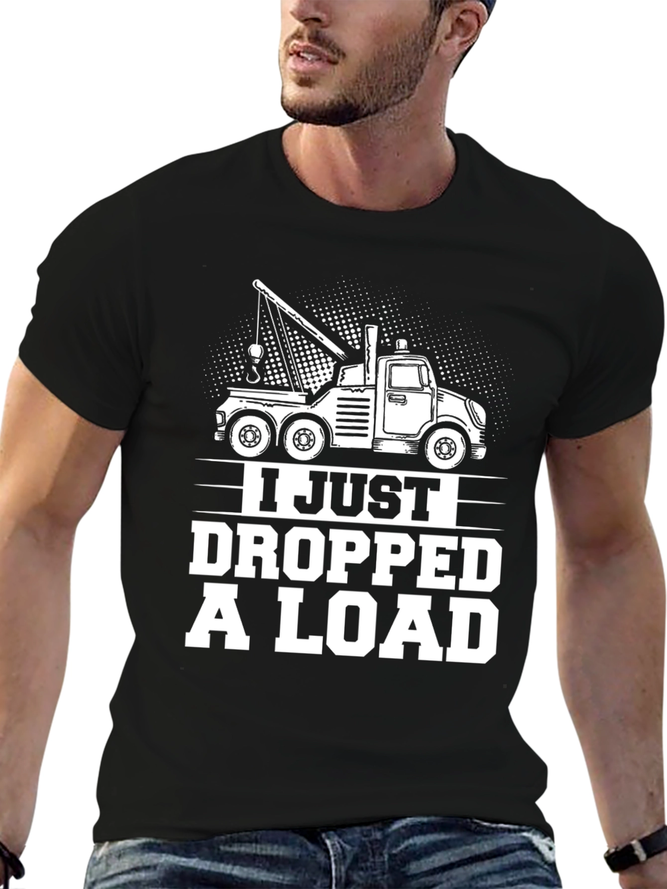 Black I Just Dropped A Load Tow Truck Graphic T-Shirt view 6