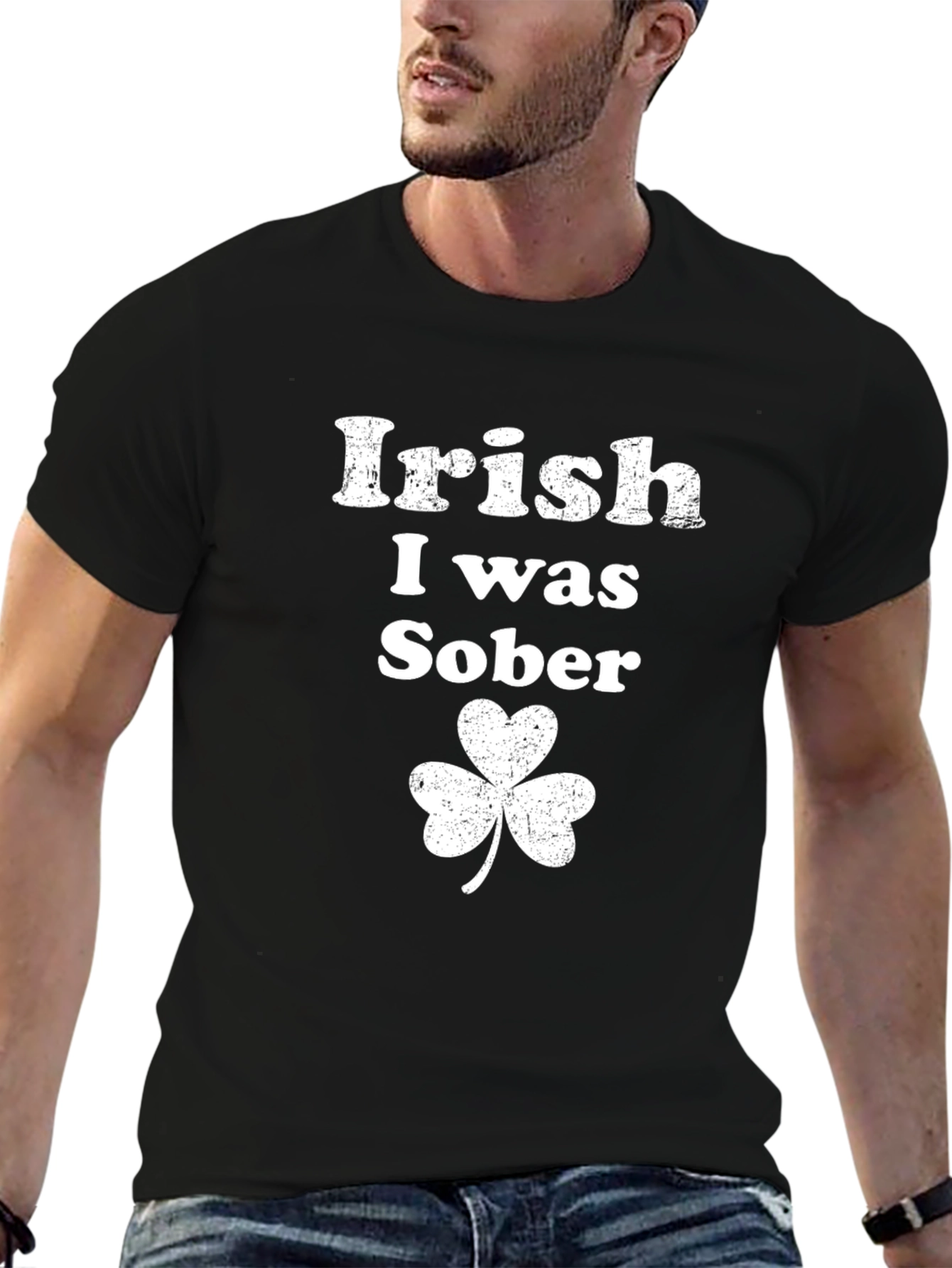 Black Irish I Was Sober Shamrock T-Shirt view 6