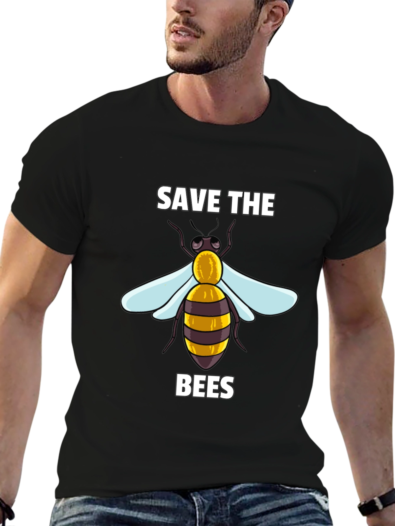 Black Save the Bees Graphic T-Shirt view 6