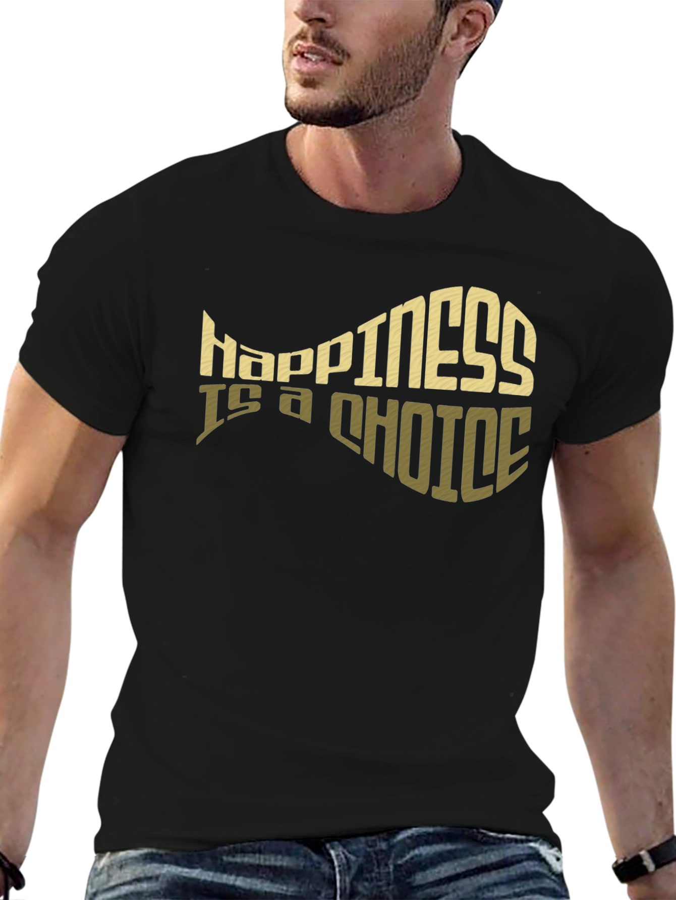 Black Happiness is a Choice Graphic Tee - Black view 6