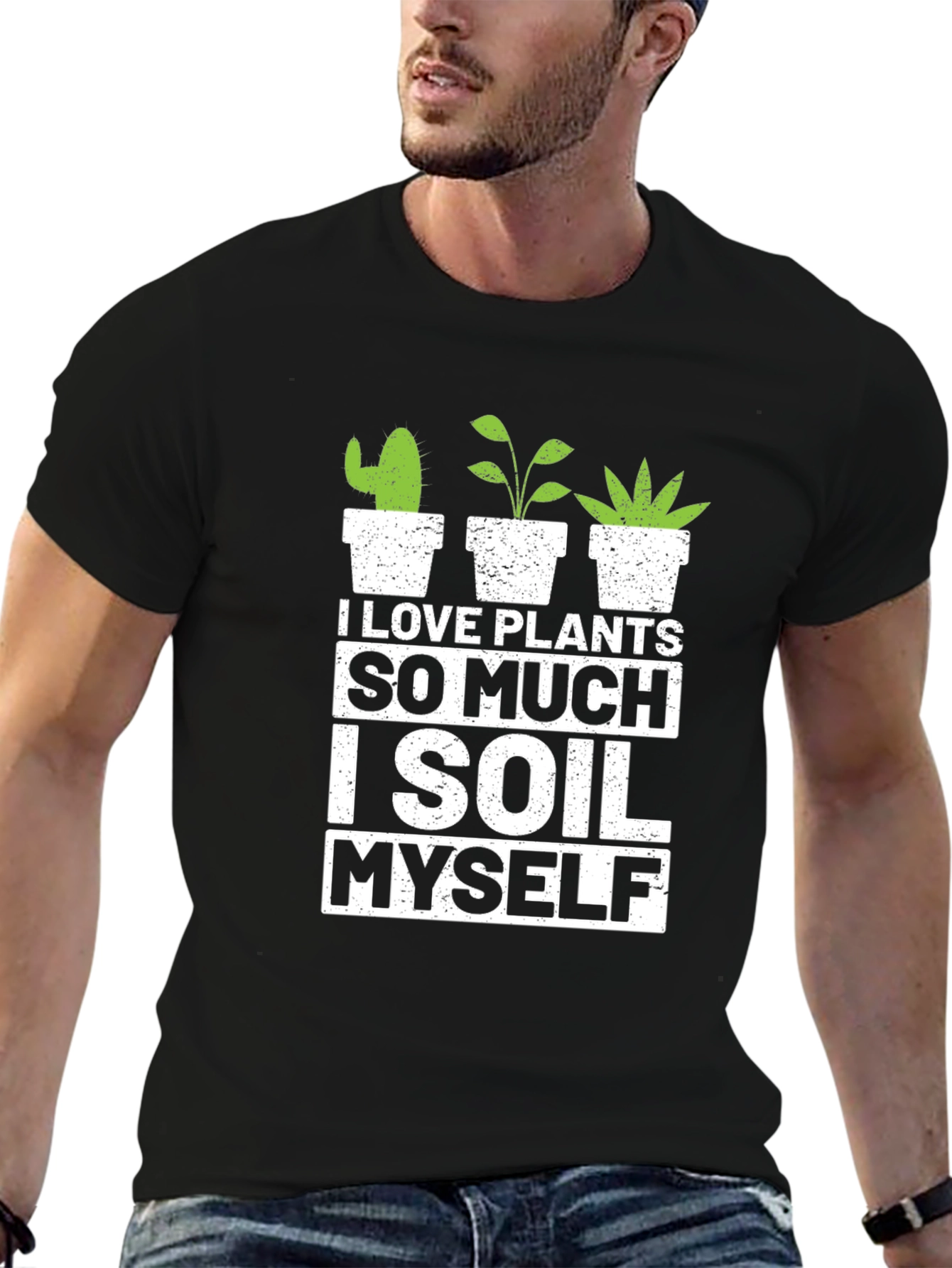Black I Love Plants T-Shirt - Gardener Humor Tee view 6