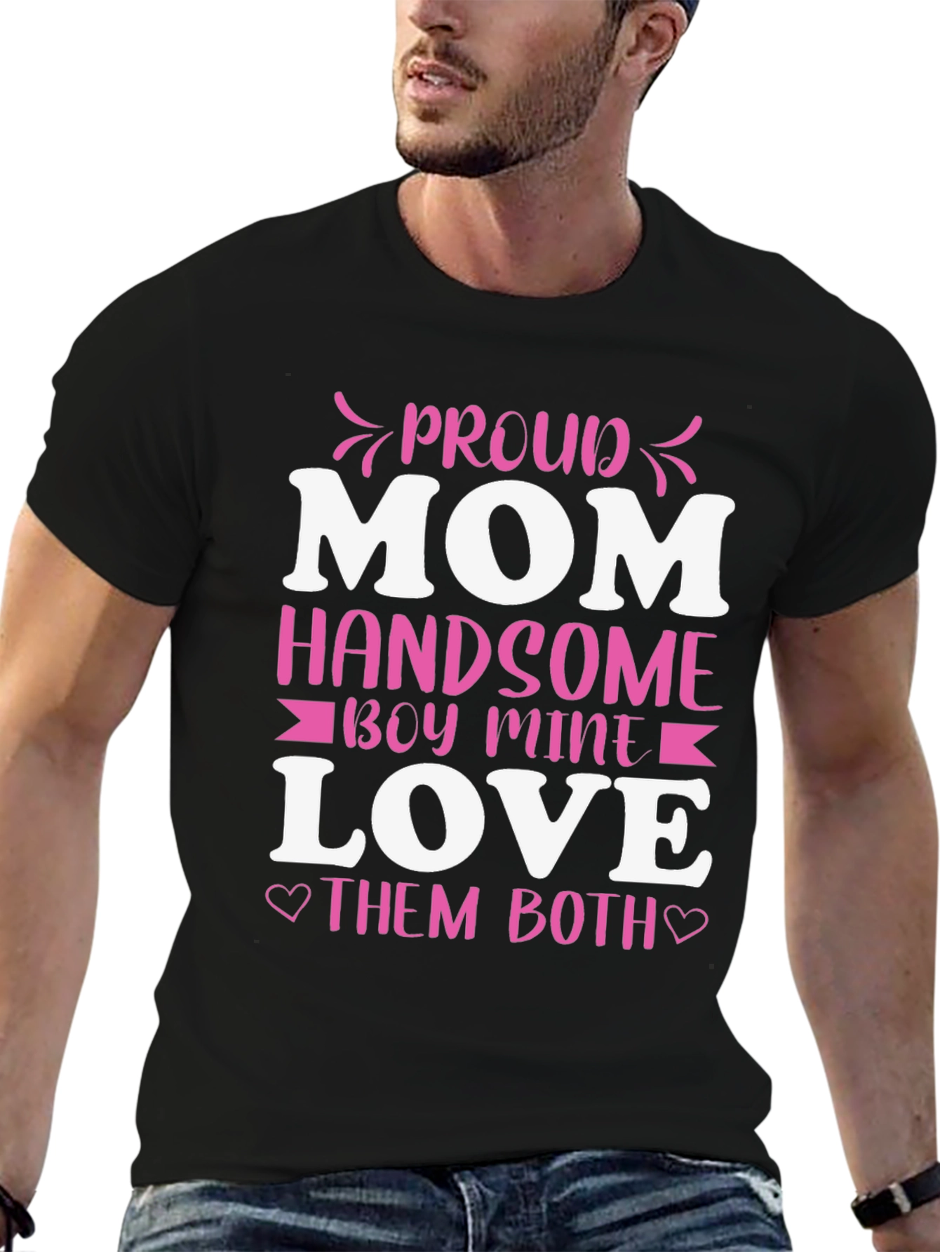 Black Proud Mom Handsome Boy Love T-Shirt view 6