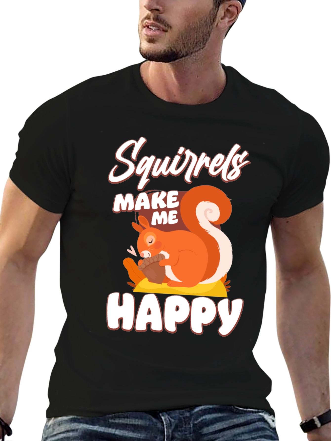 Black Squirrels Make Me Happy Graphic T-Shirt view 6
