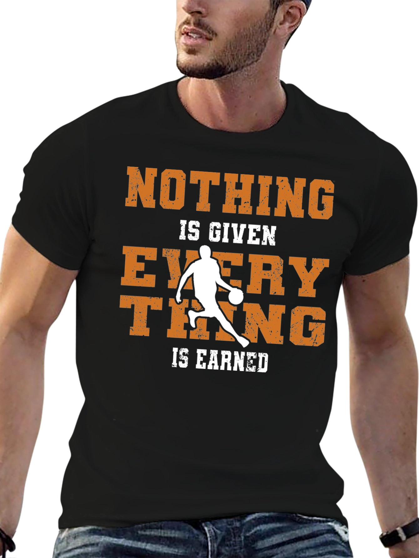 Black Basketball Nothing Given Everything Earned T-Shirt view 6