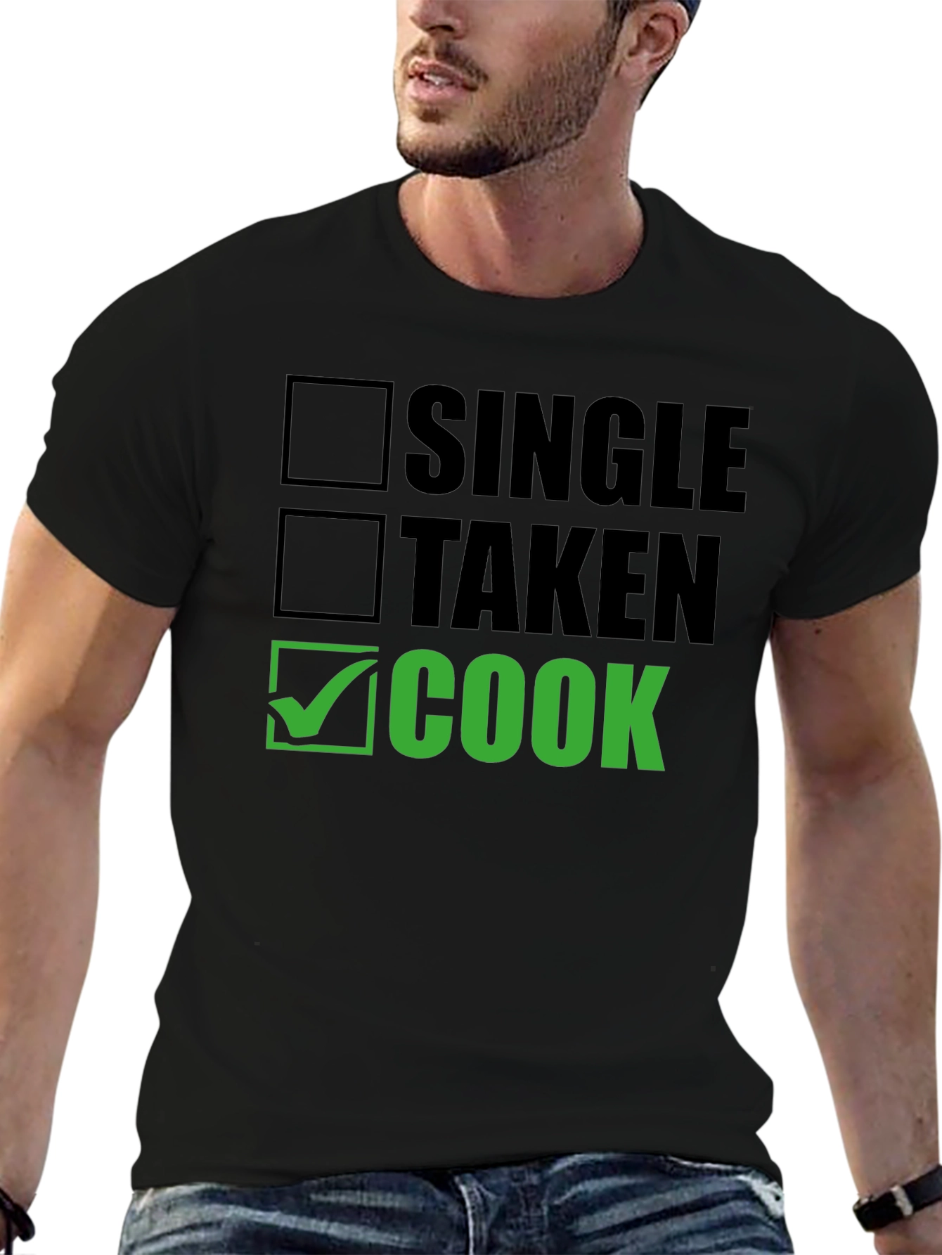 Black Single Taken Cook T-Shirt - Funny Chef Tee view 6
