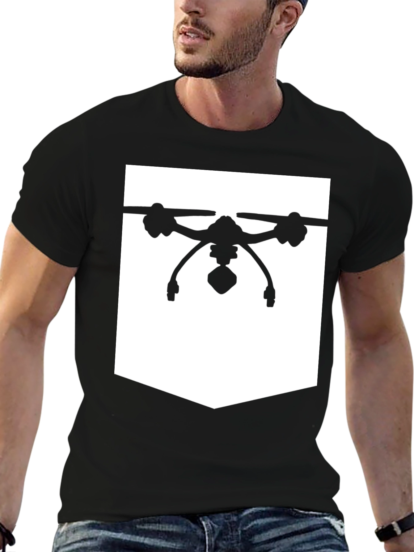 Black Drone Graphic Tee - Black Cotton Blend view 6