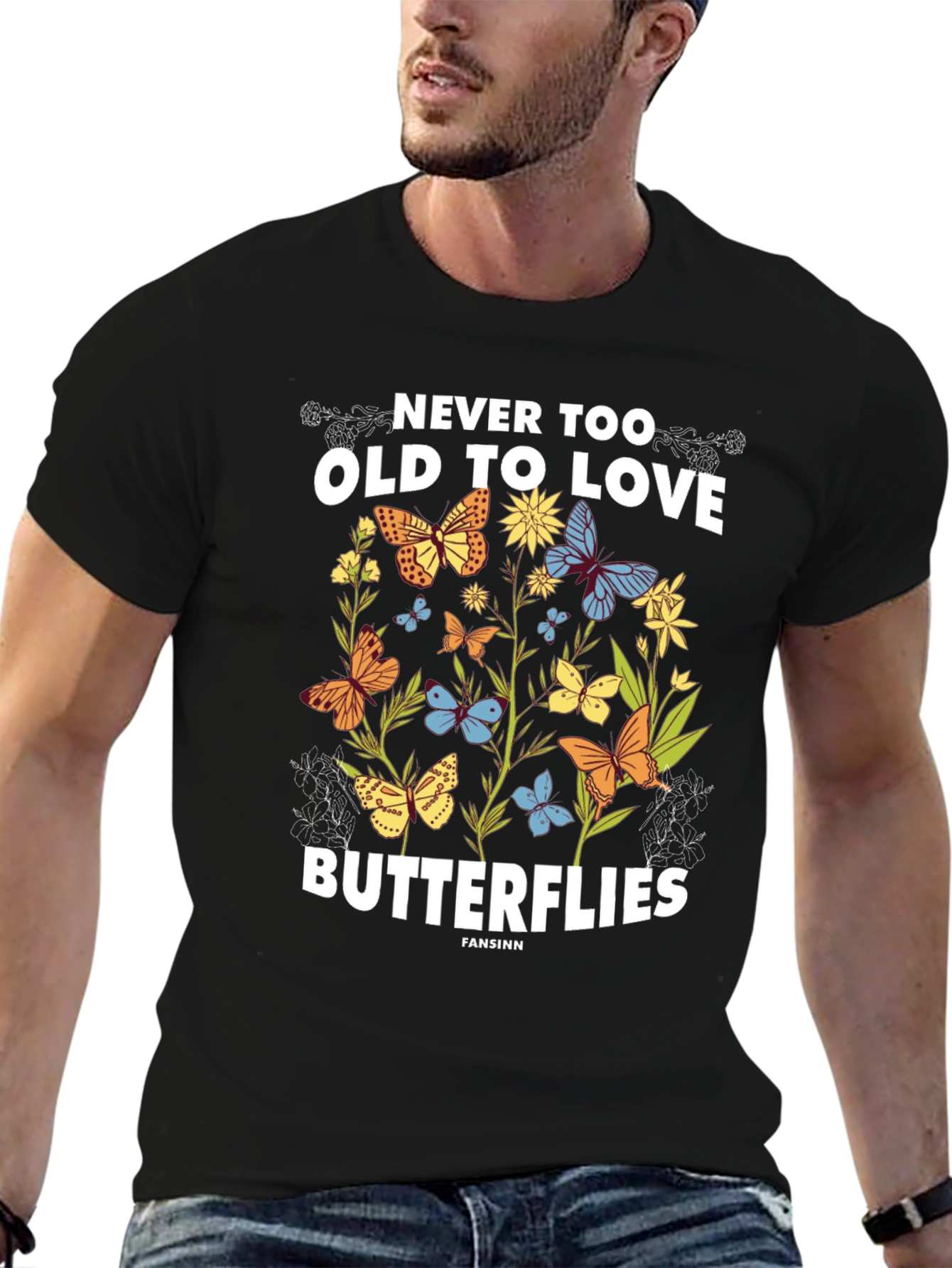 Black Never Too Old Butterflies Graphic Tee view 6