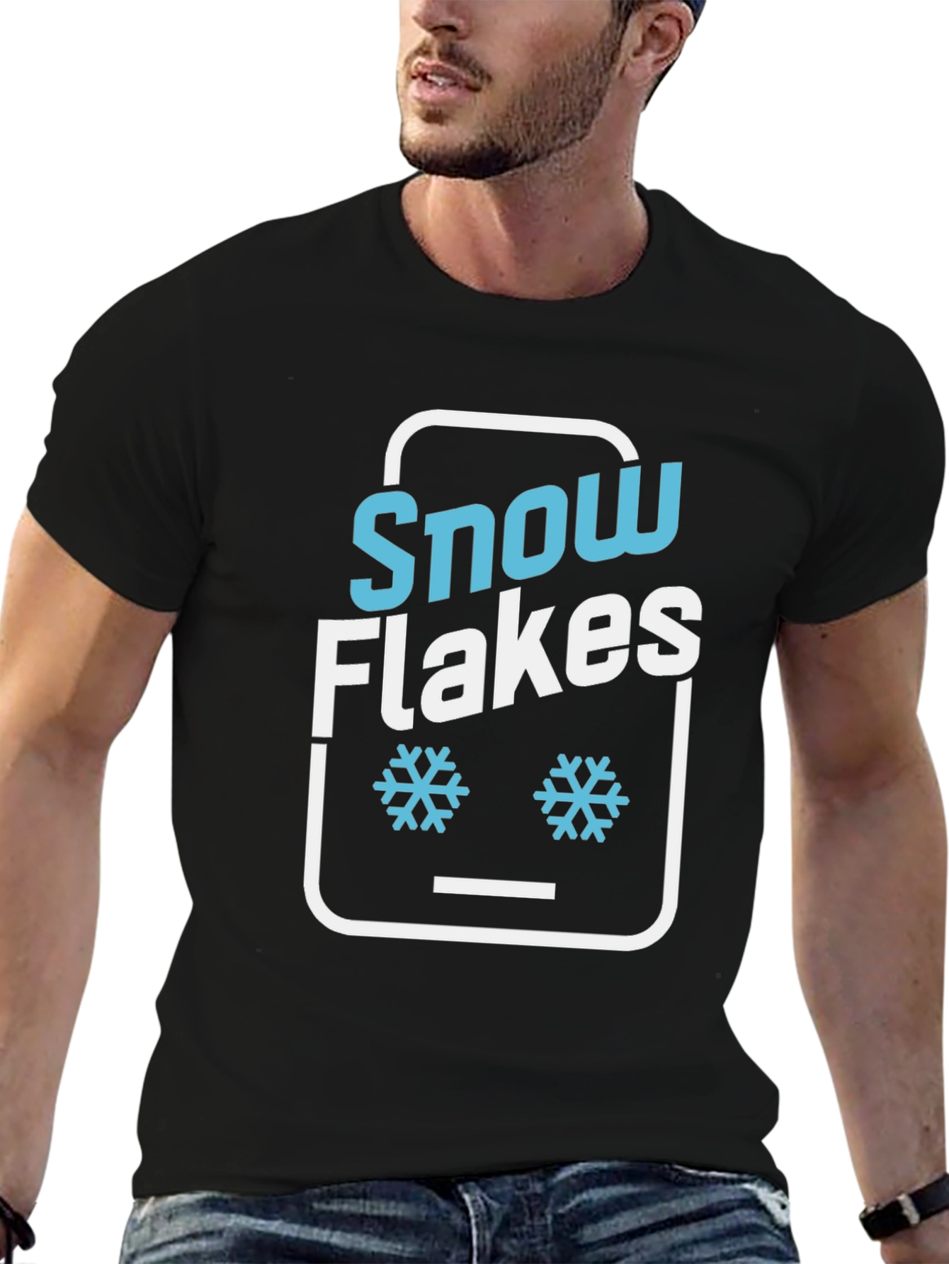 Black Snowflakes Graphic Tee - Fun Winter Design view 6