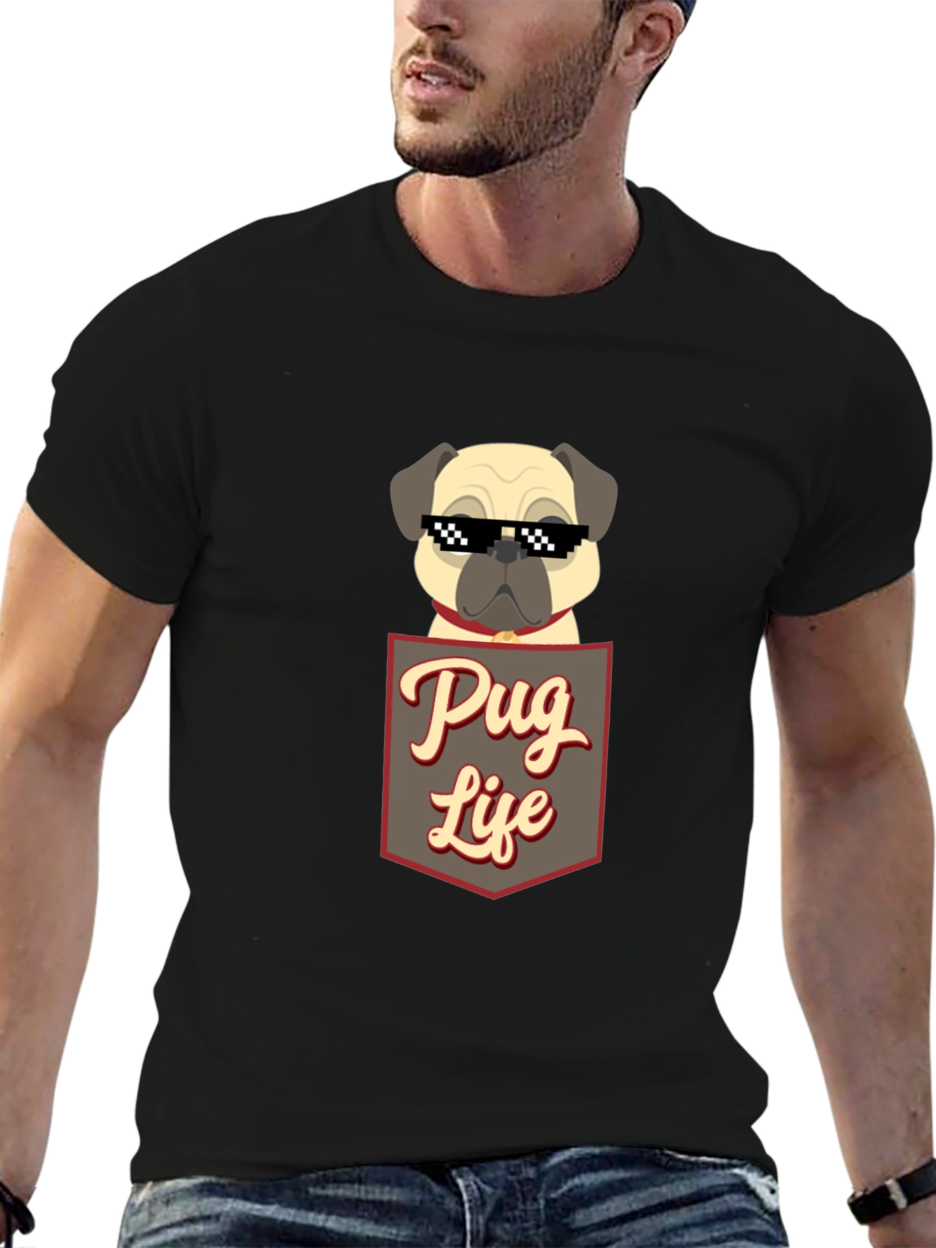 Black Pug Life T-Shirt - Funny Dog Tee view 6