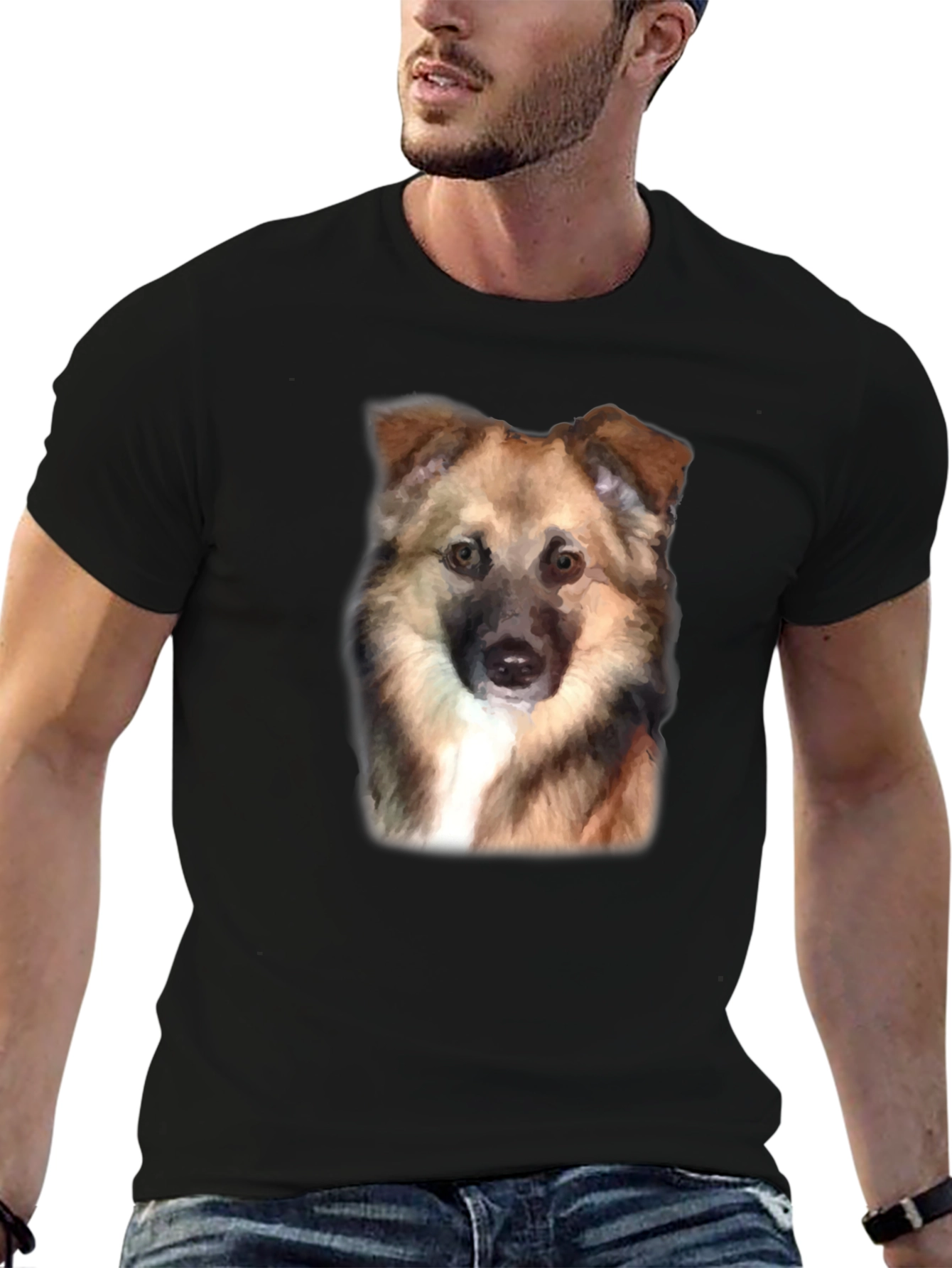 Black Dog Portrait Black T-Shirt view 6