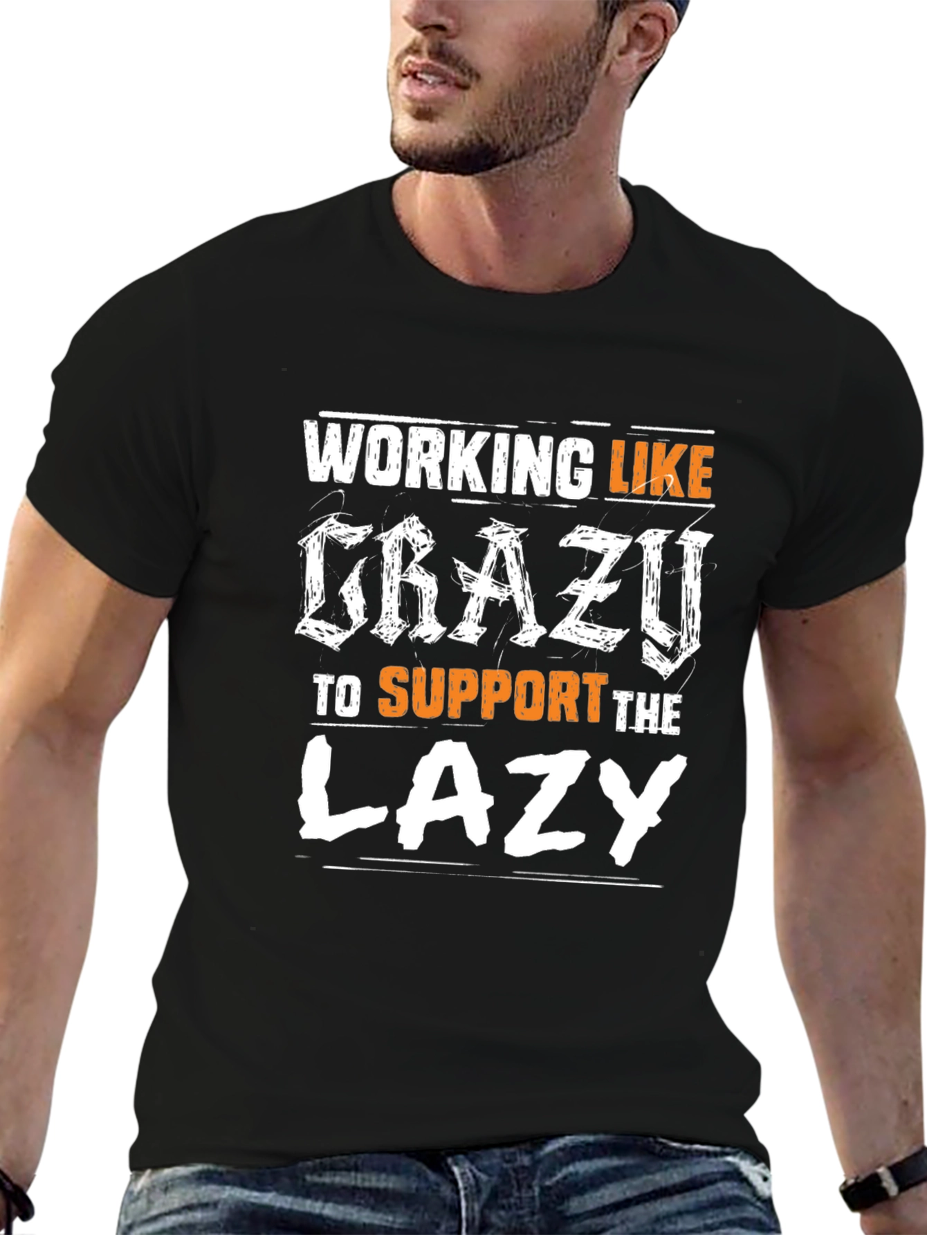 Black Working Like Crazy T-Shirt - Unisex view 6