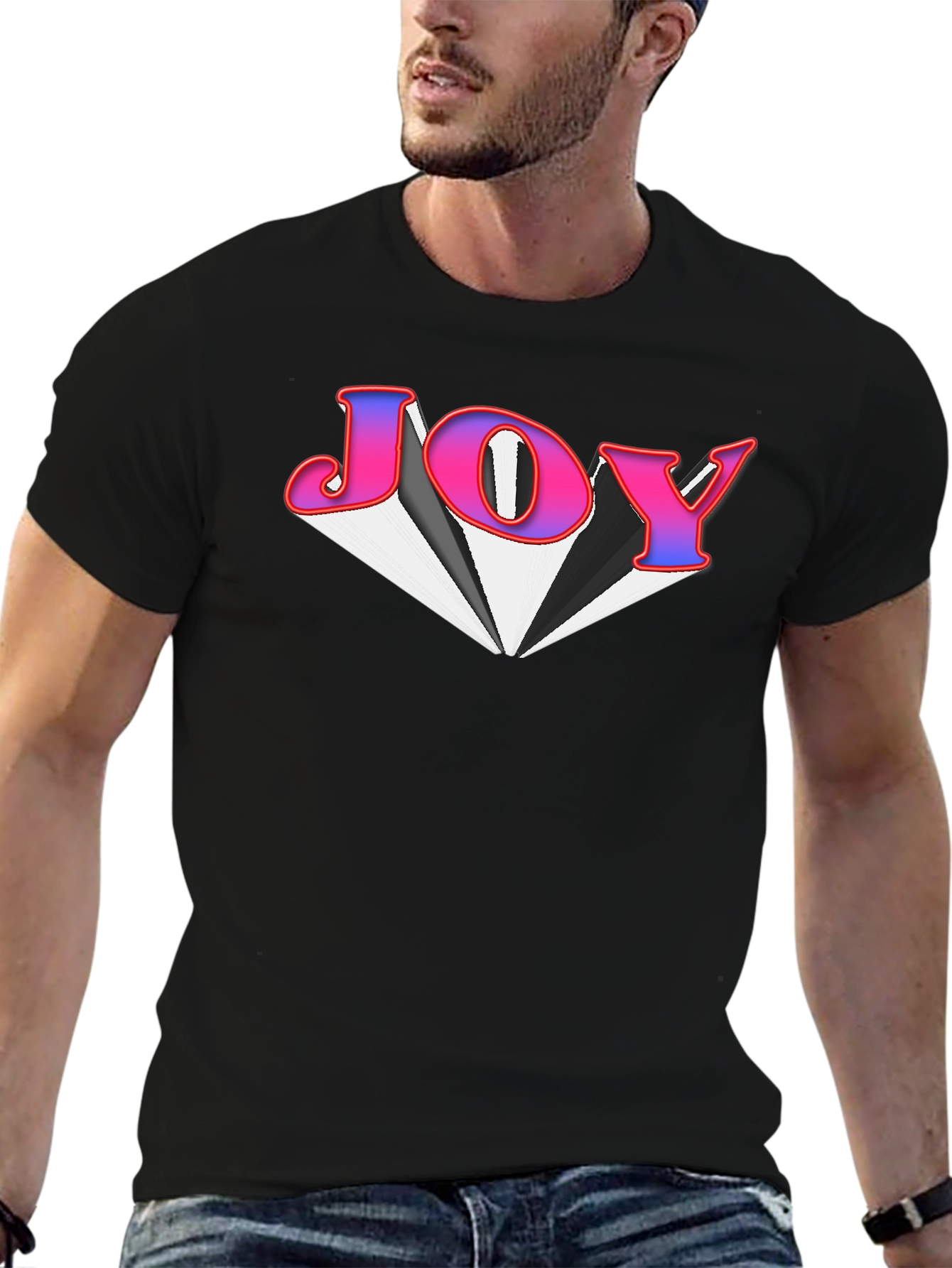 Black Joy Graphic Tee - Black Cotton Blend T-Shirt view 6