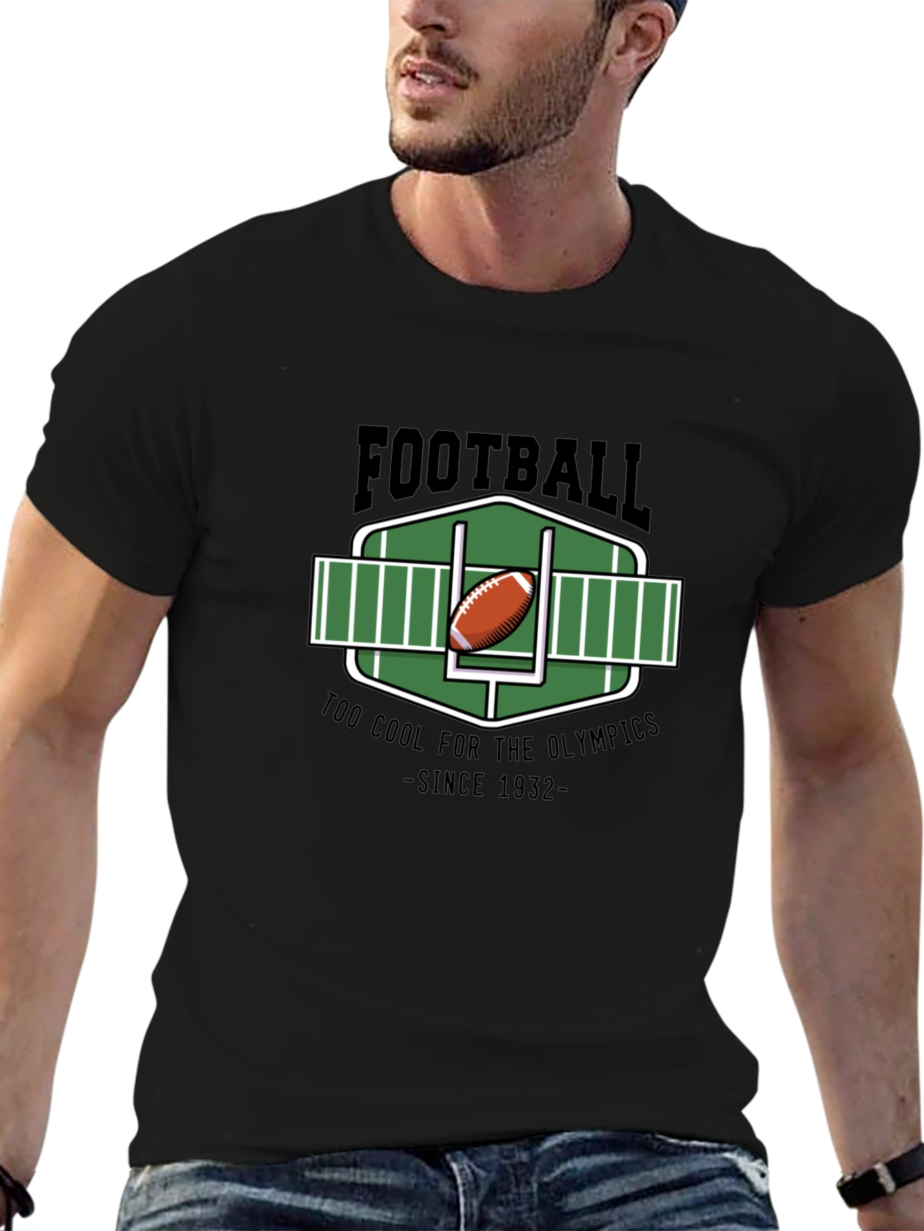 Black Football Too Cool Olympics T-Shirt view 6