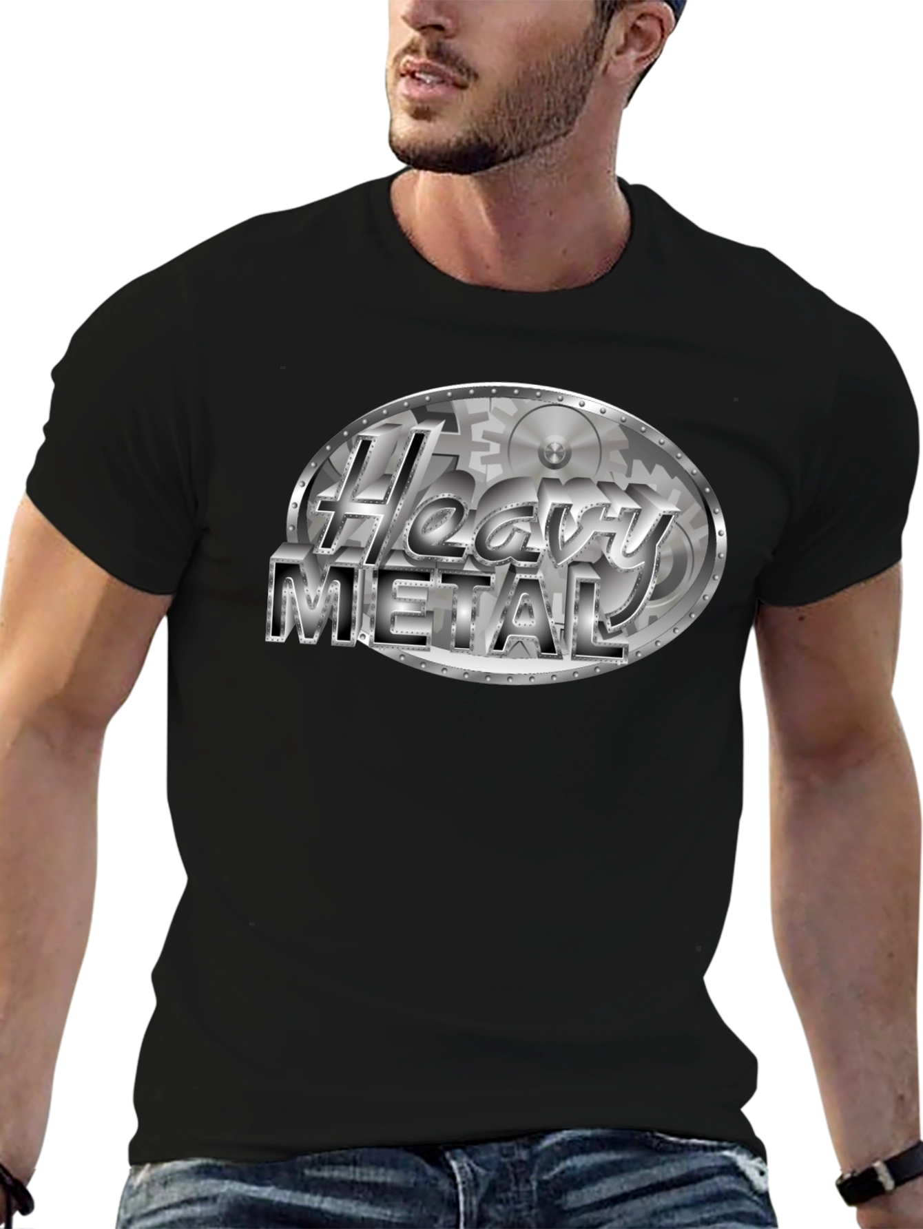 Black Heavy Metal T-Shirt - Gear Design Black Tee view 6