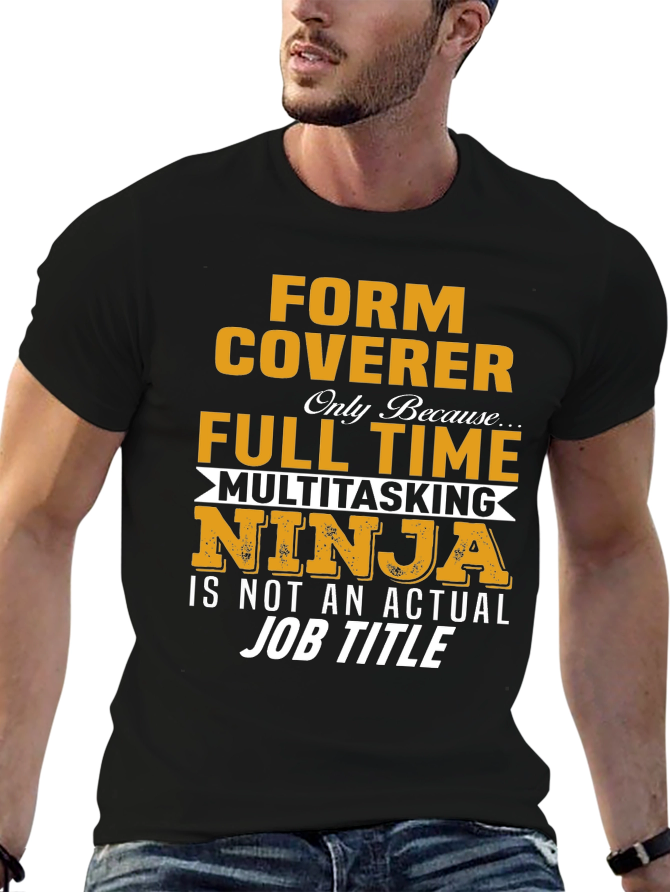 Black Form Coverer Multitasking Ninja Novelty T-Shirt view 6