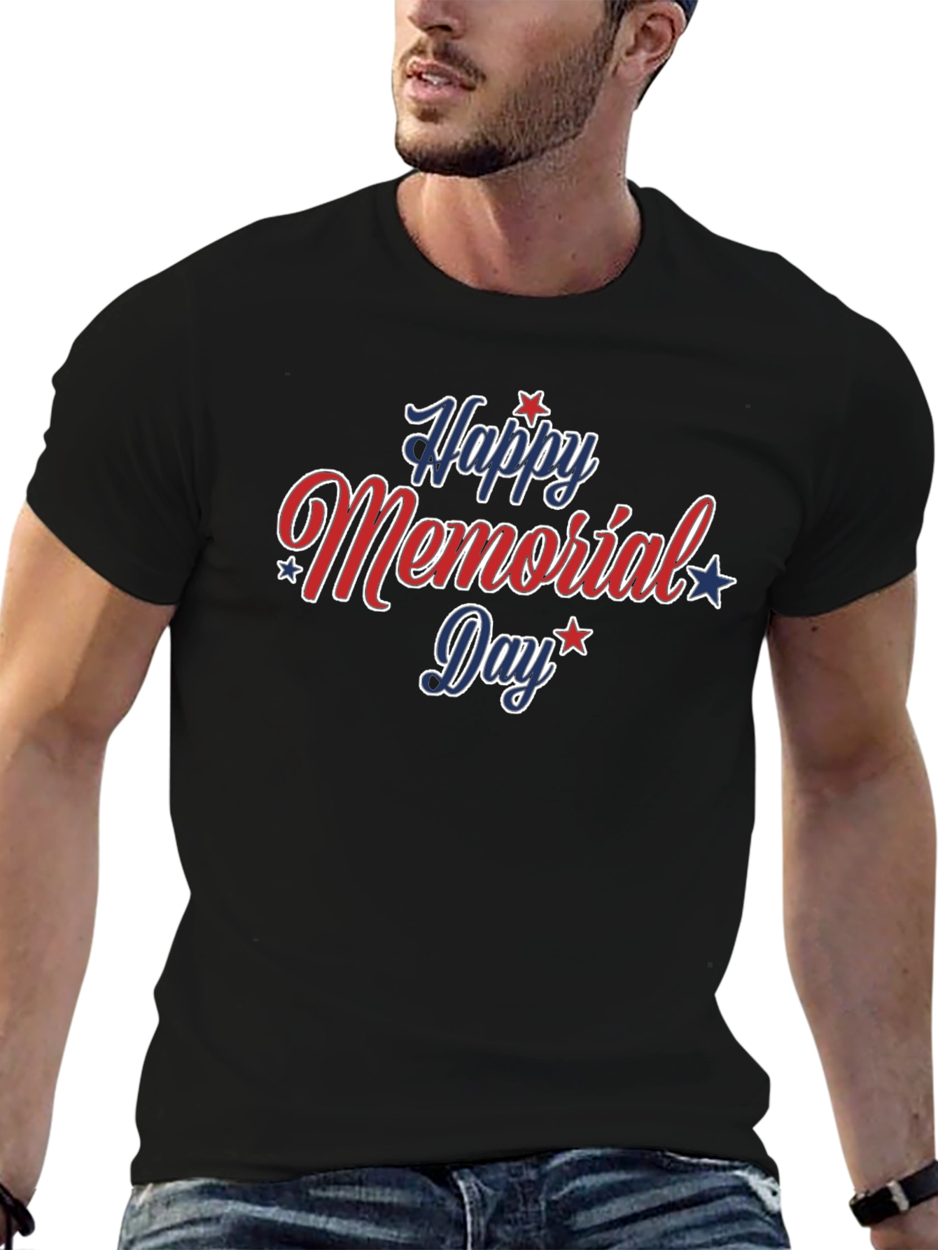 Black Happy Memorial Day Patriotic T-Shirt view 6