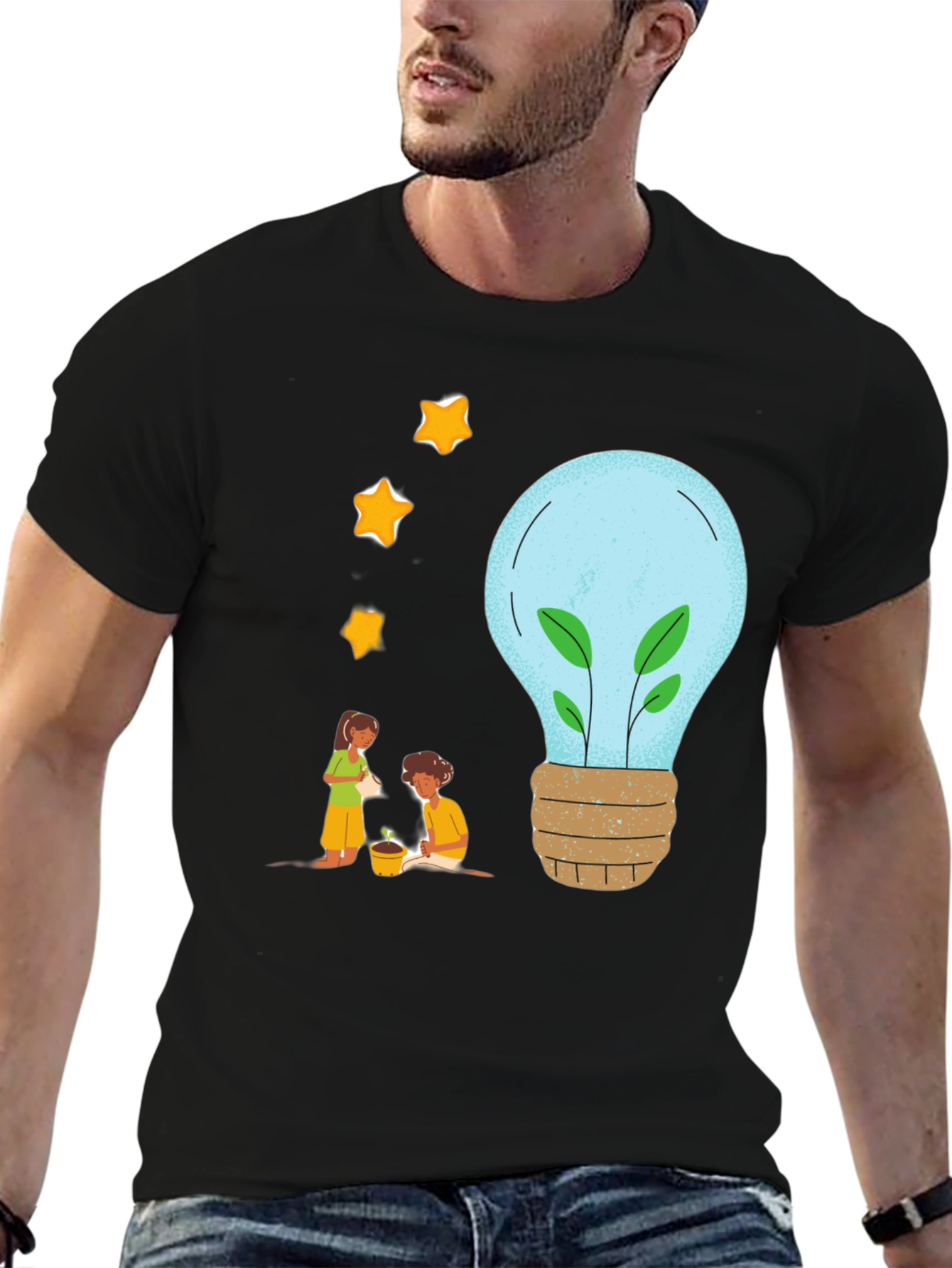 Black Eco-Friendly Graphic Tee - Plant a Brighter Future view 6