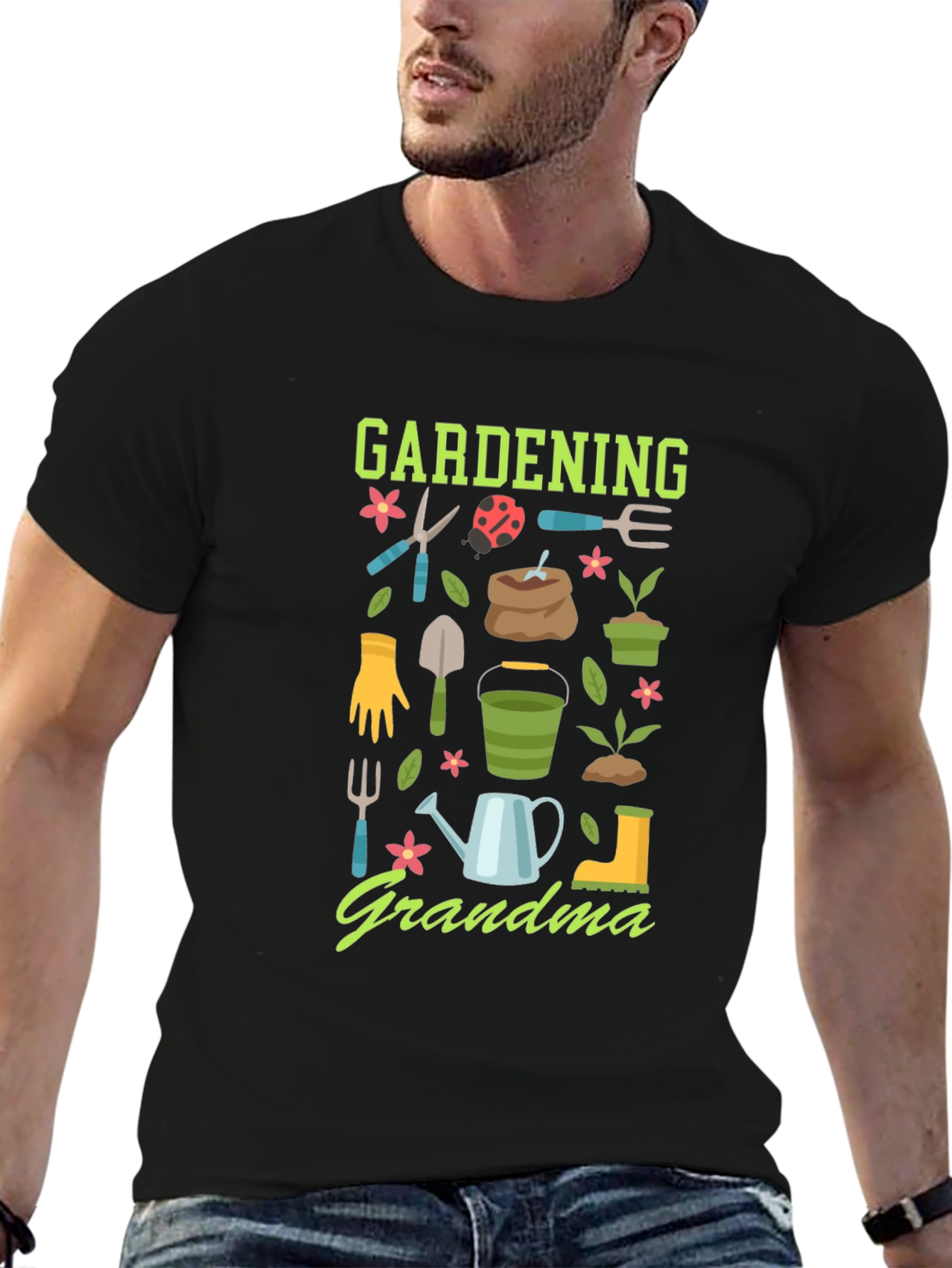 Black Gardening Grandma T-Shirt view 6