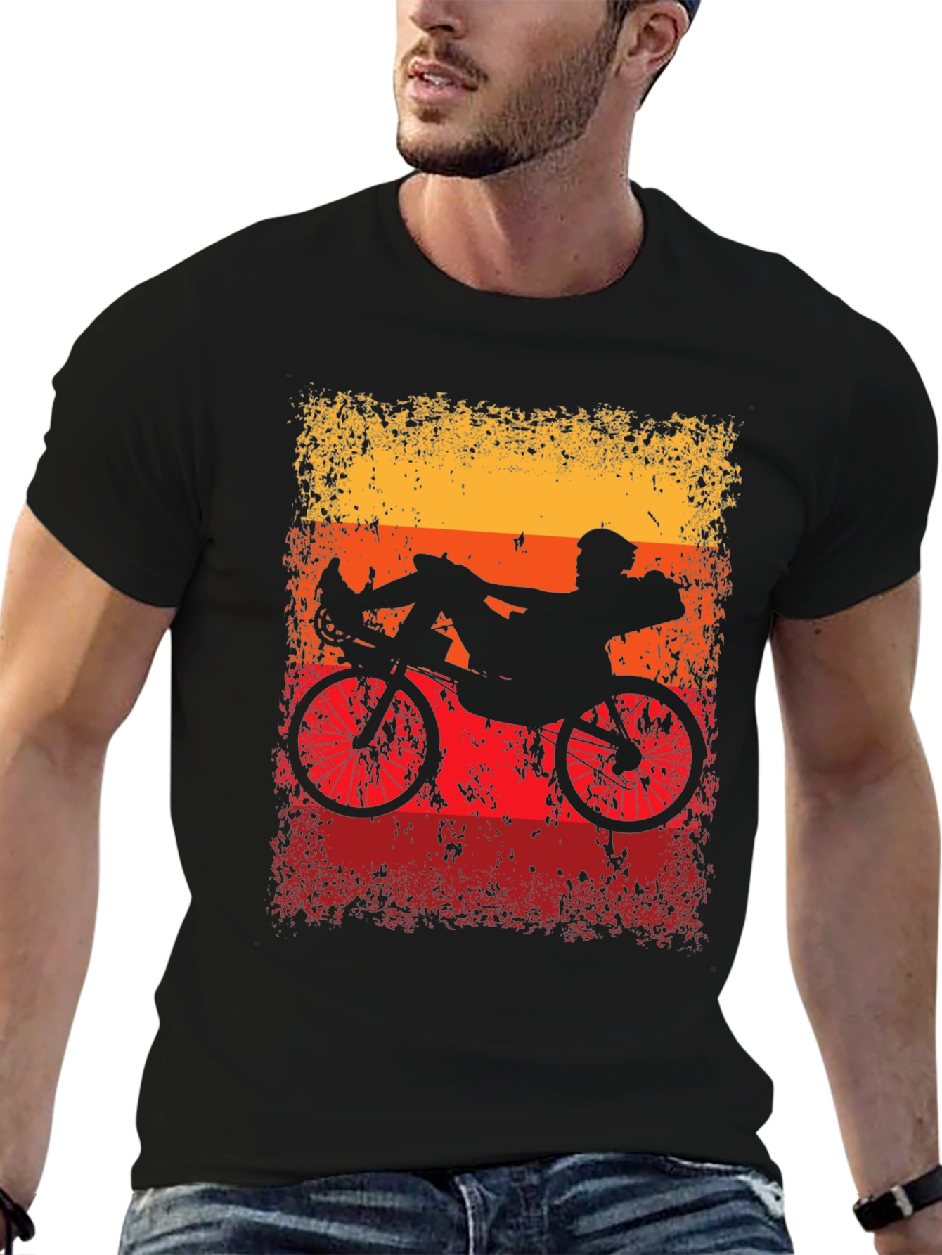 Black Recumbent Bike Silhouette Graphic Tee view 6