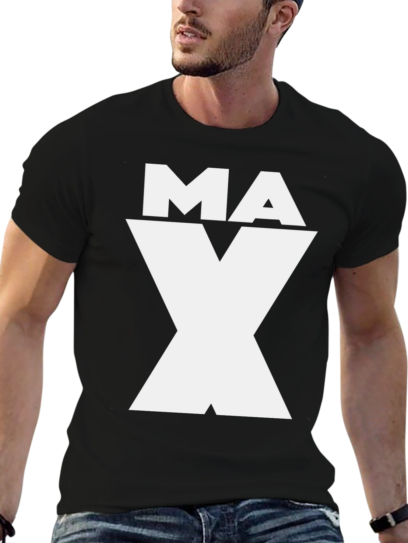 Black MAX Graphic Tee - Black Cotton Blend Shirt view 6