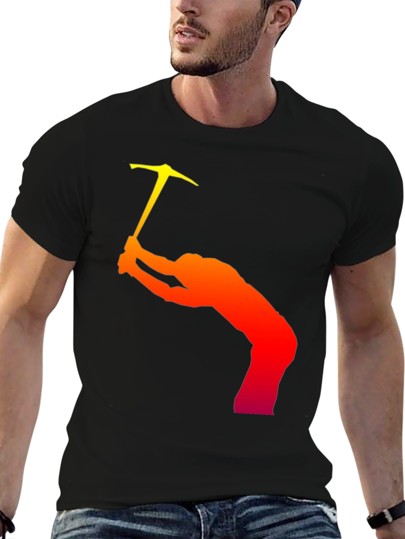 Black Climbing Silhouette Graphic T-Shirt - Black Cotton Tee view 6