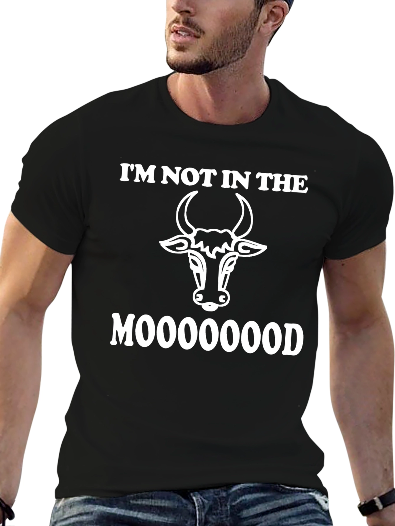 Black Moooood Tee: I'm Not In The Mood Cow T-Shirt view 6