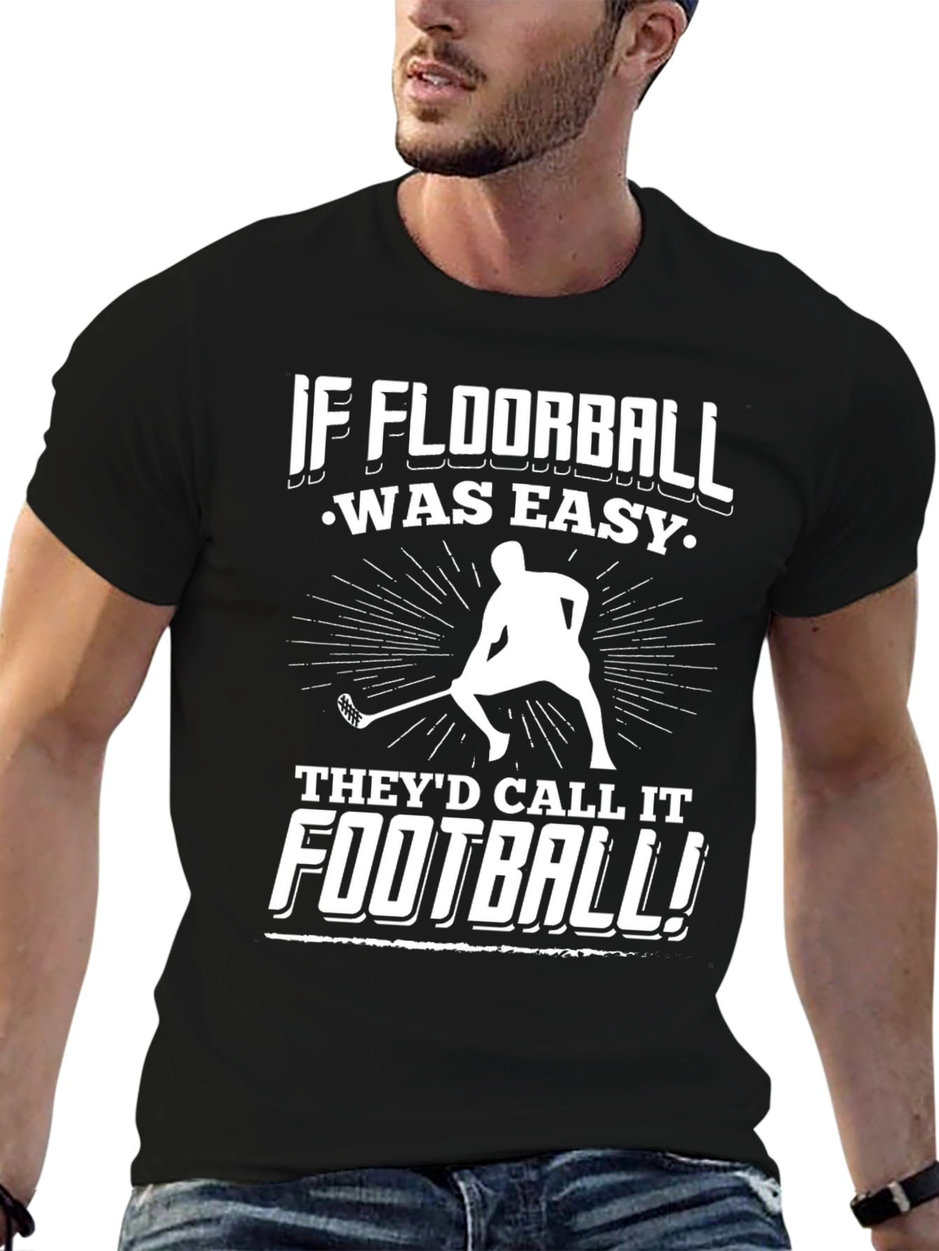 Black Floorball T-Shirt - If Floorball Was Easy! view 6