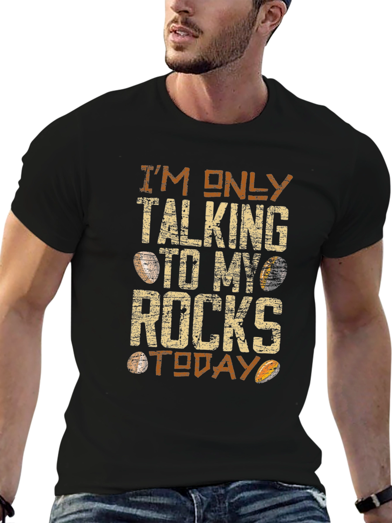 Black I'm Only Talking to My Rocks Today Graphic Tee view 6