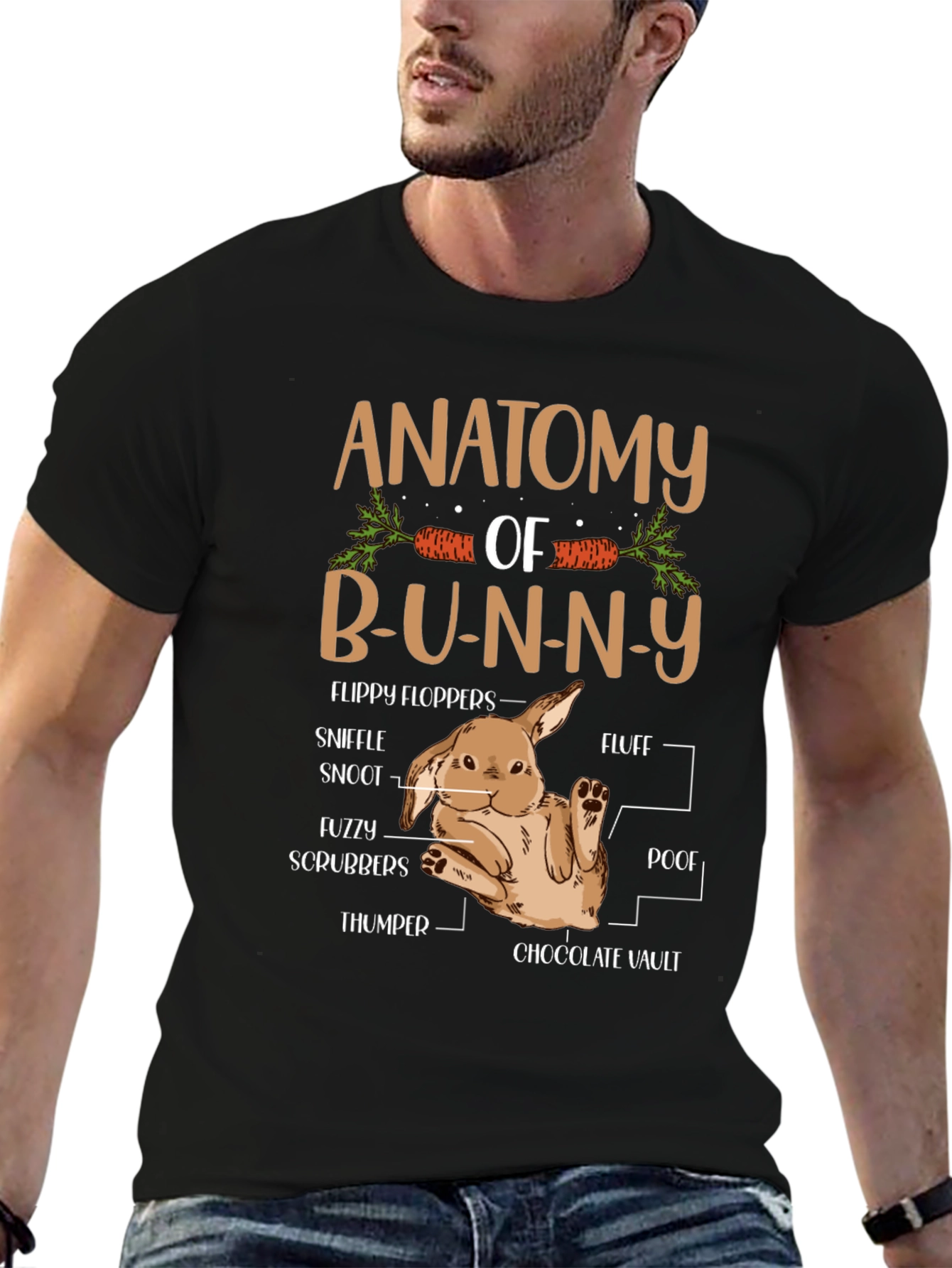 Black Anatomy of a Bunny T-Shirt - Easter view 6