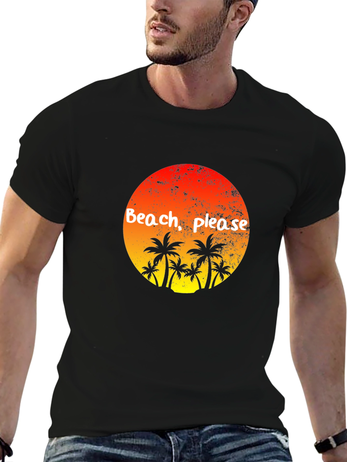 Black Beach Please Palm Tree T-Shirt - Tropical Vibes view 6